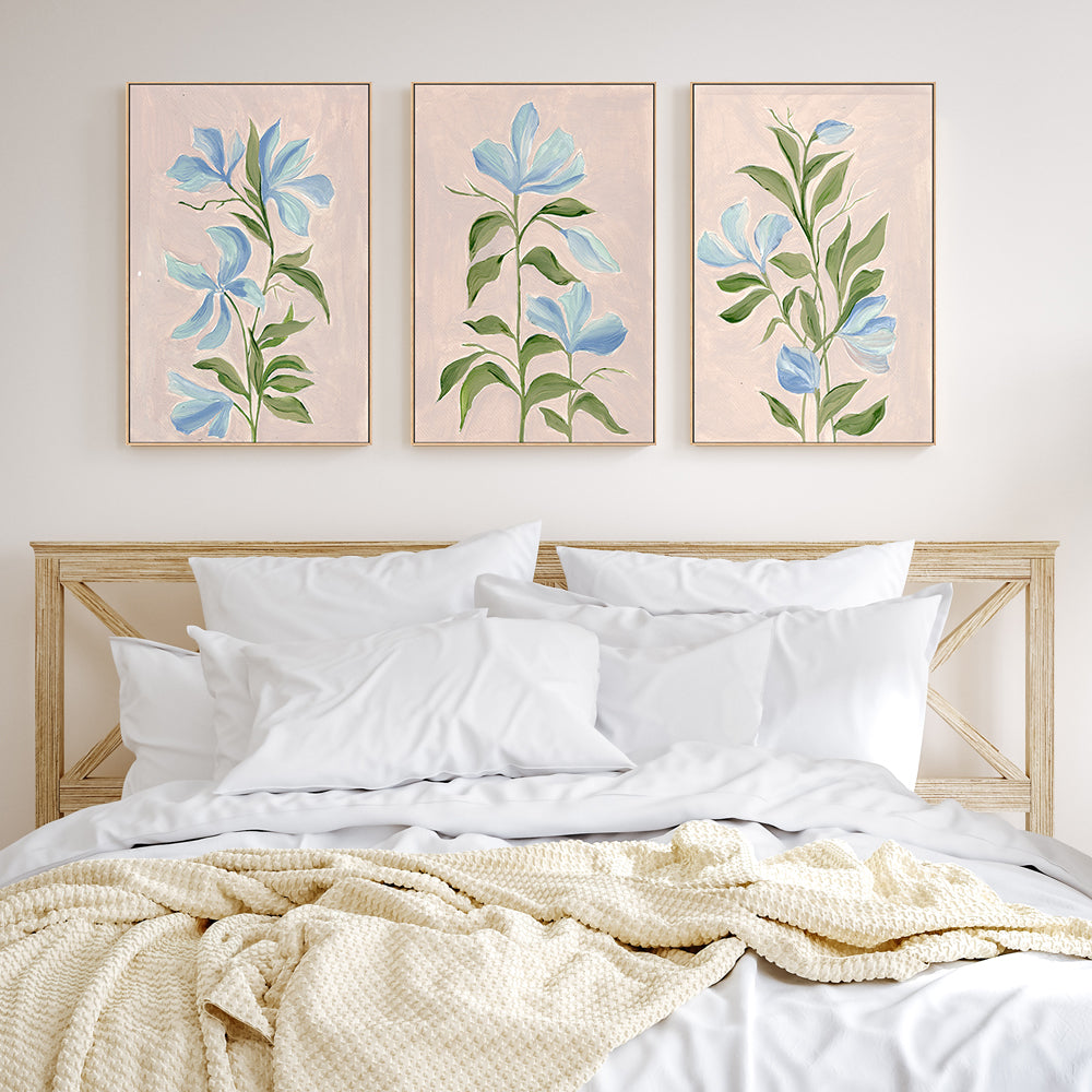 wall-art-print-canvas-poster-framed-Gentle Blossoms, Style A, B & C, Set Of 3 , By Nikita Jariwala-GIOIA-WALL-ART