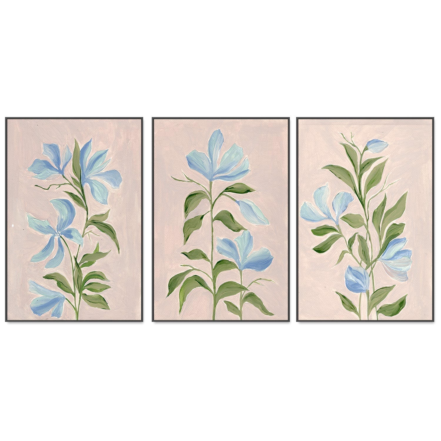 wall-art-print-canvas-poster-framed-Gentle Blossoms, Style A, B & C, Set Of 3 , By Nikita Jariwala-GIOIA-WALL-ART