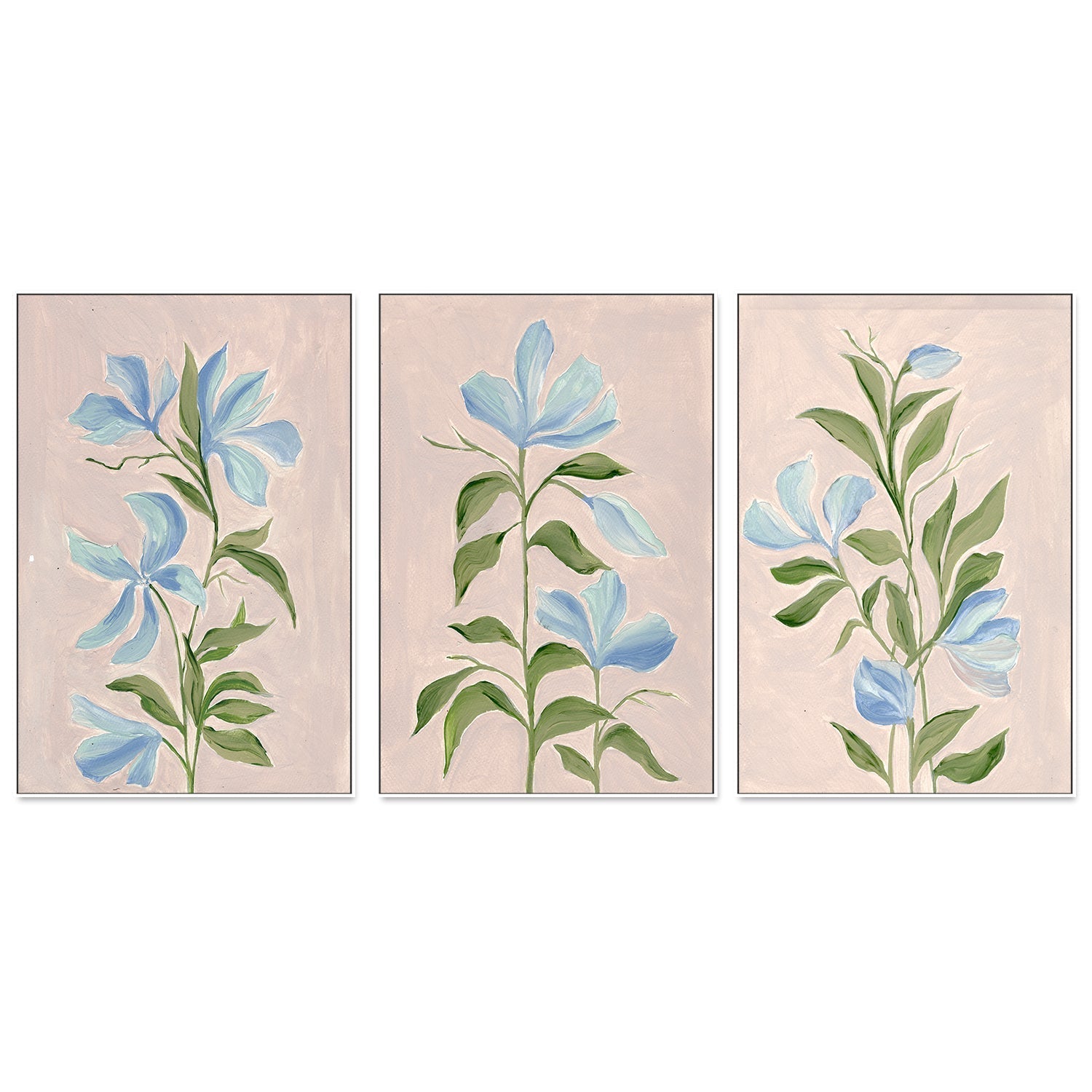 wall-art-print-canvas-poster-framed-Gentle Blossoms, Style A, B & C, Set Of 3 , By Nikita Jariwala-GIOIA-WALL-ART