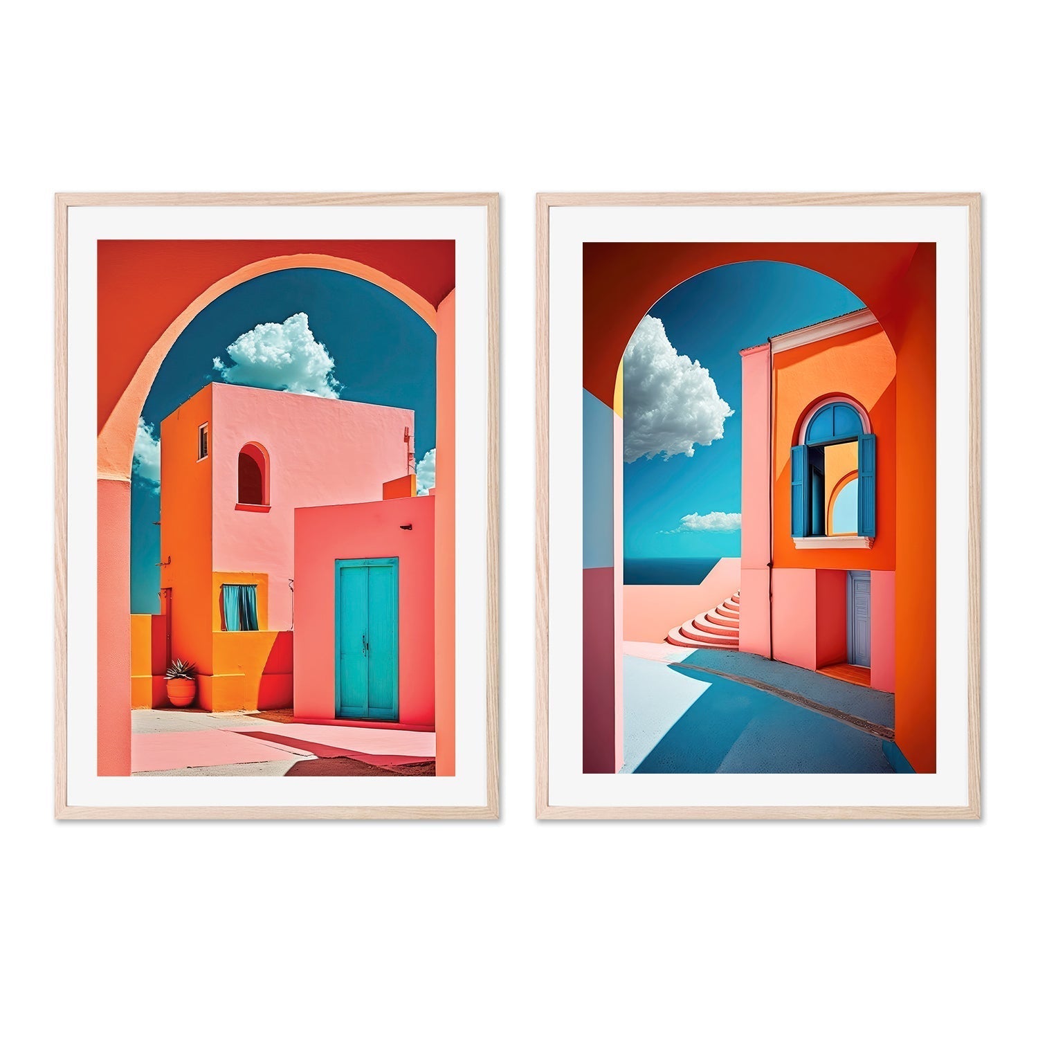 wall-art-print-canvas-poster-framed-Geometric Town, Set Of 2 , By Treechild-GIOIA-WALL-ART