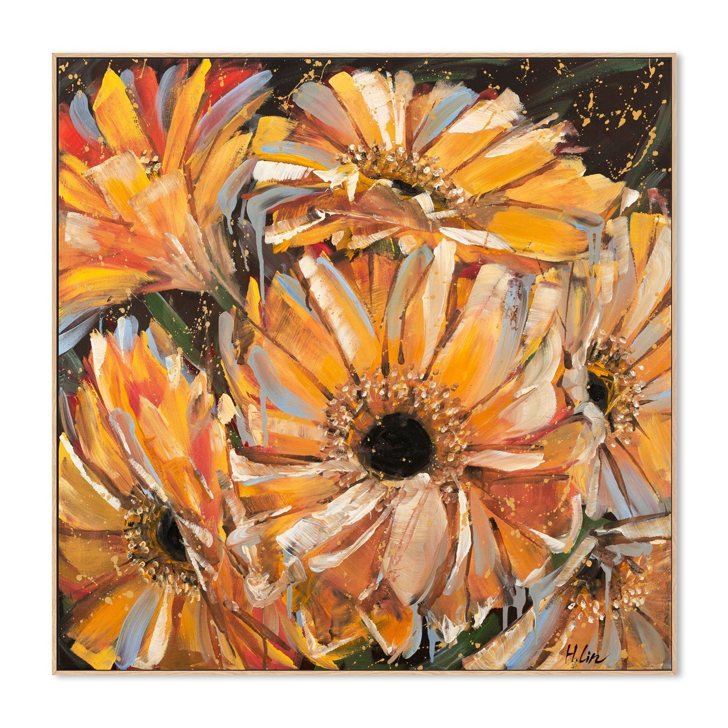 wall-art-print-canvas-poster-framed-Gerbera Daisies , By Hsin Lin-GIOIA-WALL-ART