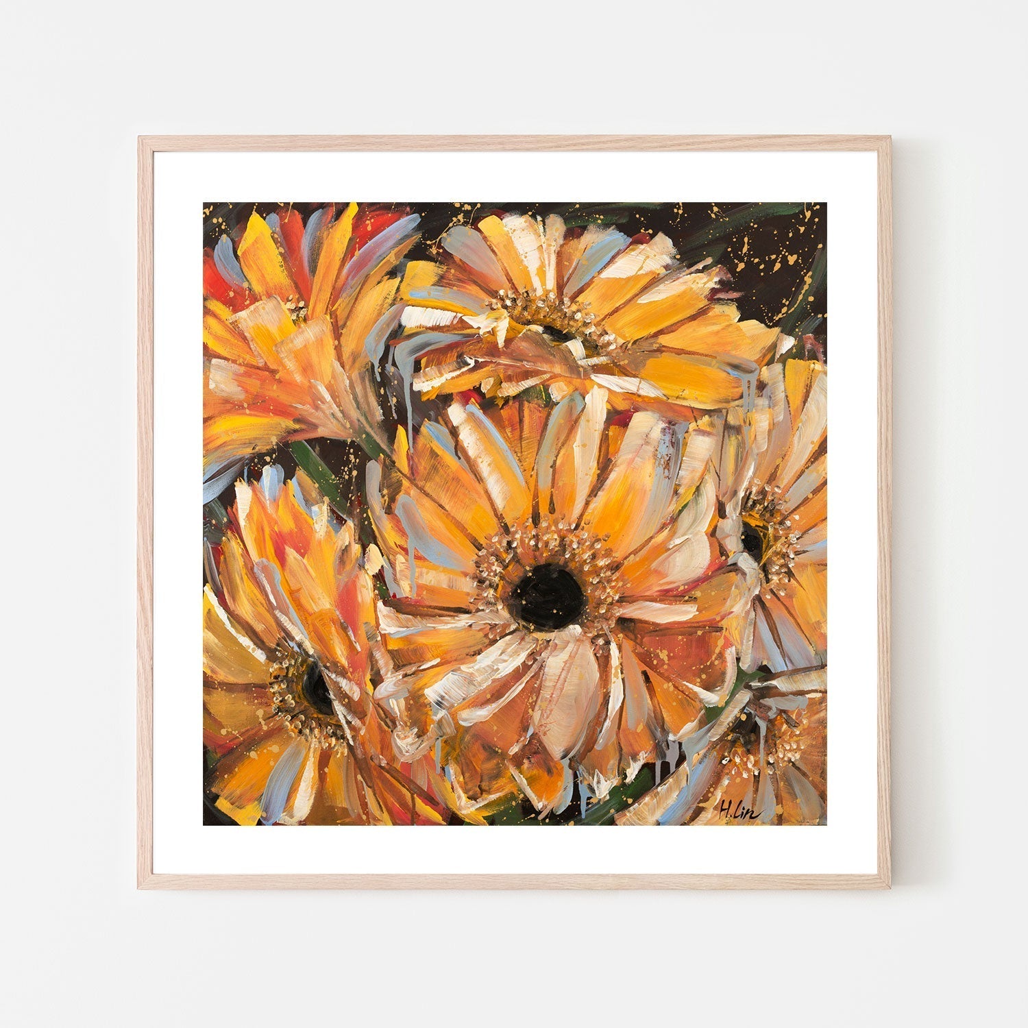 wall-art-print-canvas-poster-framed-Gerbera Daisies , By Hsin Lin-GIOIA-WALL-ART