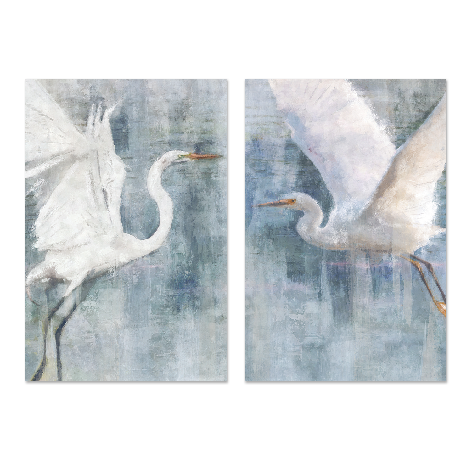 wall-art-print-canvas-poster-framed-Glacier Heron, Style A & B, Set Of 2 , By Nina Blue-1