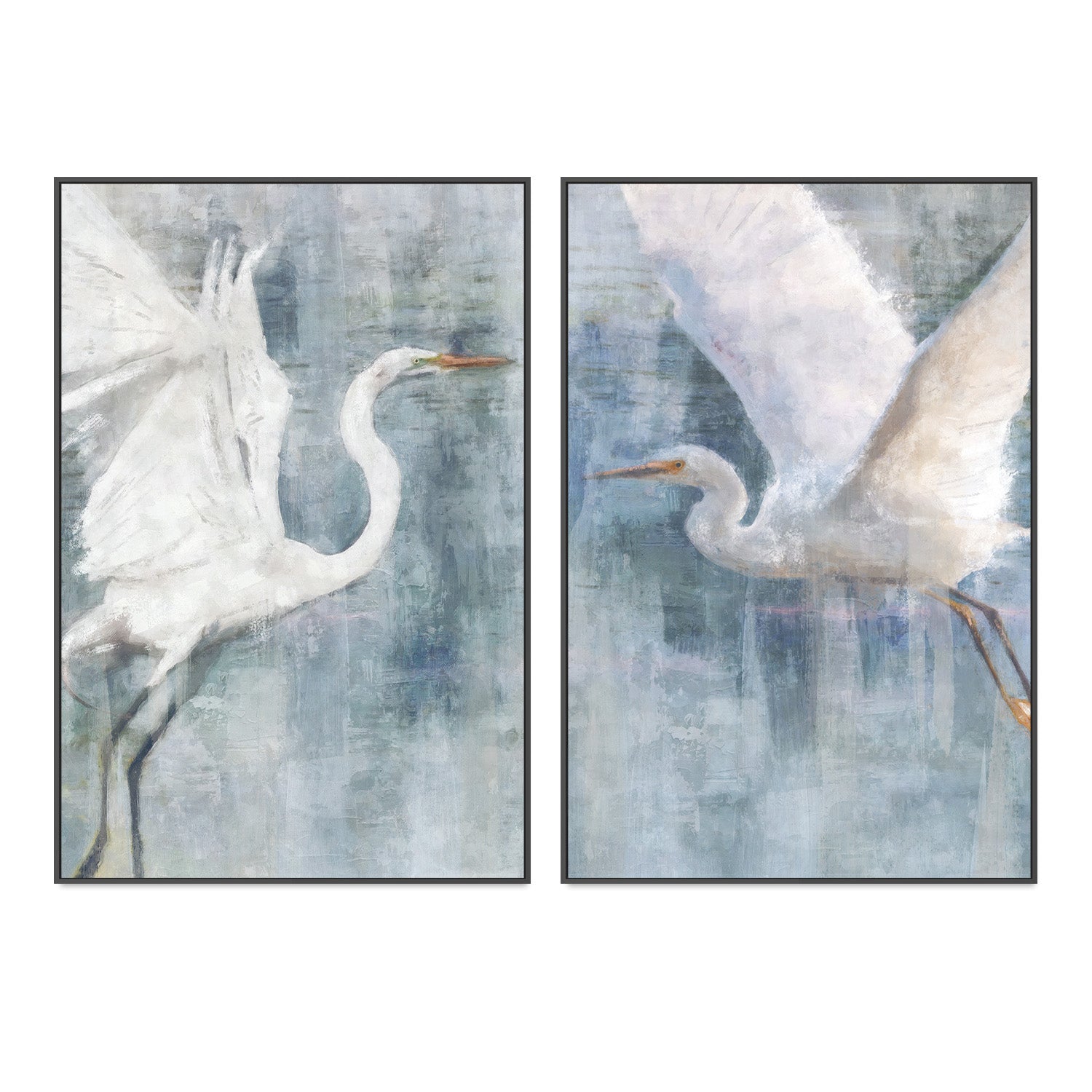 wall-art-print-canvas-poster-framed-Glacier Heron, Style A & B, Set Of 2 , By Nina Blue-3