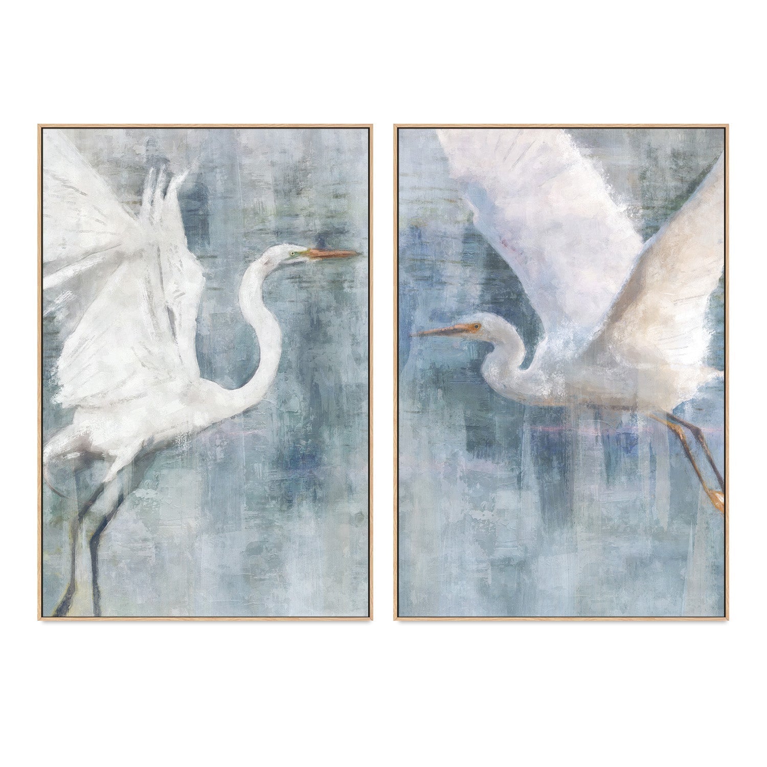 wall-art-print-canvas-poster-framed-Glacier Heron, Style A & B, Set Of 2 , By Nina Blue-4