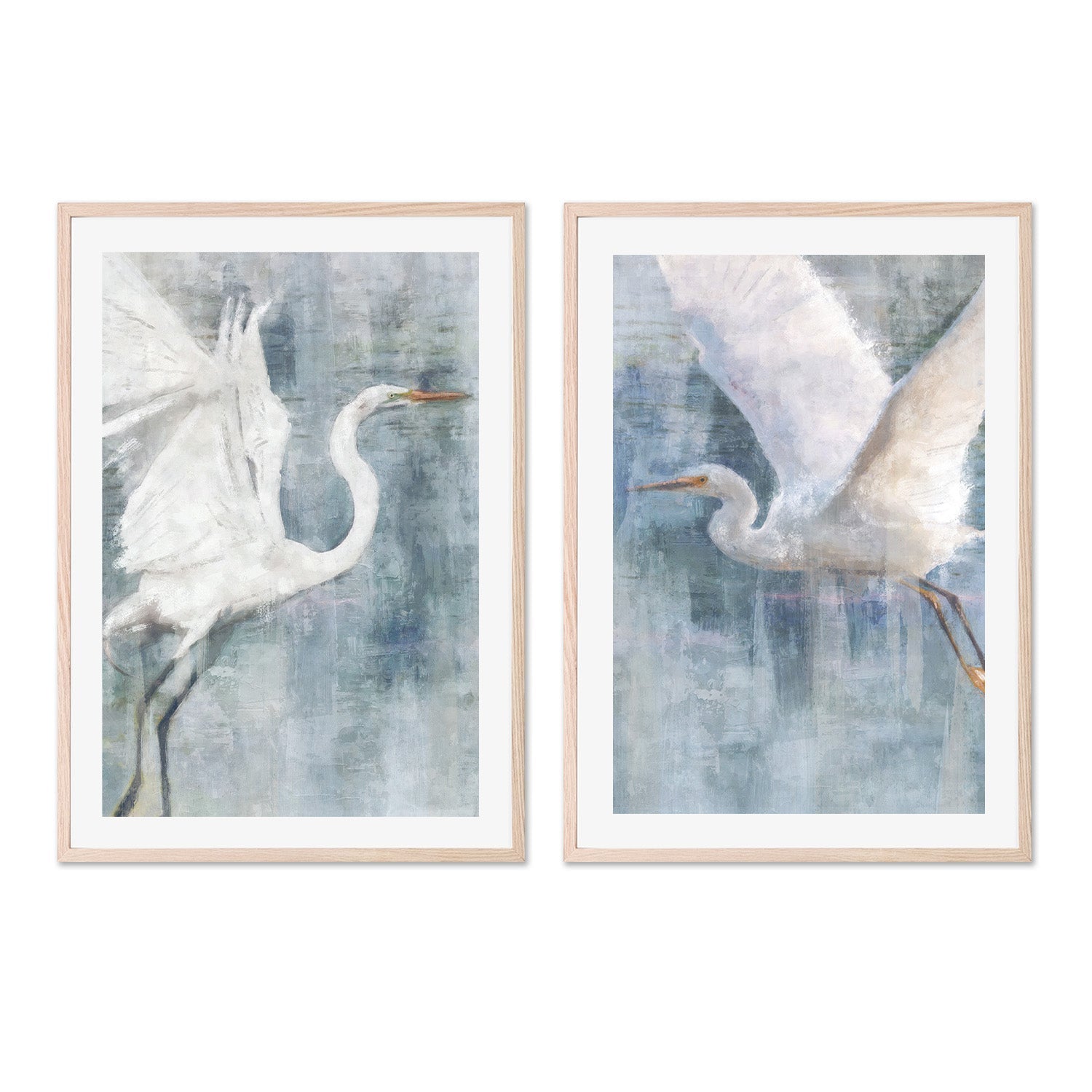 wall-art-print-canvas-poster-framed-Glacier Heron, Style A & B, Set Of 2 , By Nina Blue-6