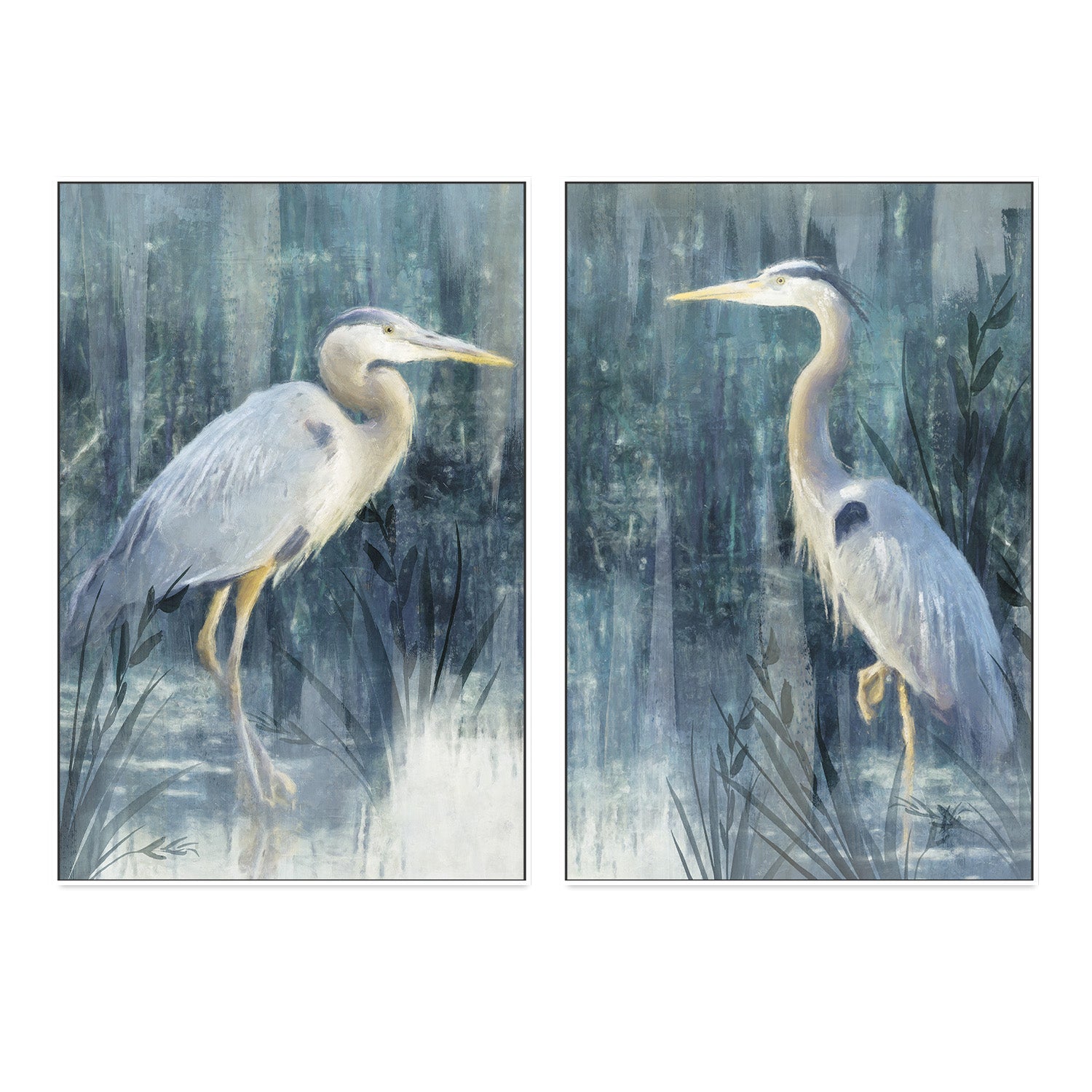 wall-art-print-canvas-poster-framed-Glacier Heron, Style C & D, Set Of 2 , By Nina Blue-5