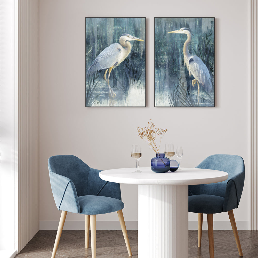 wall-art-print-canvas-poster-framed-Glacier Heron, Style C & D, Set Of 2 , By Nina Blue-7