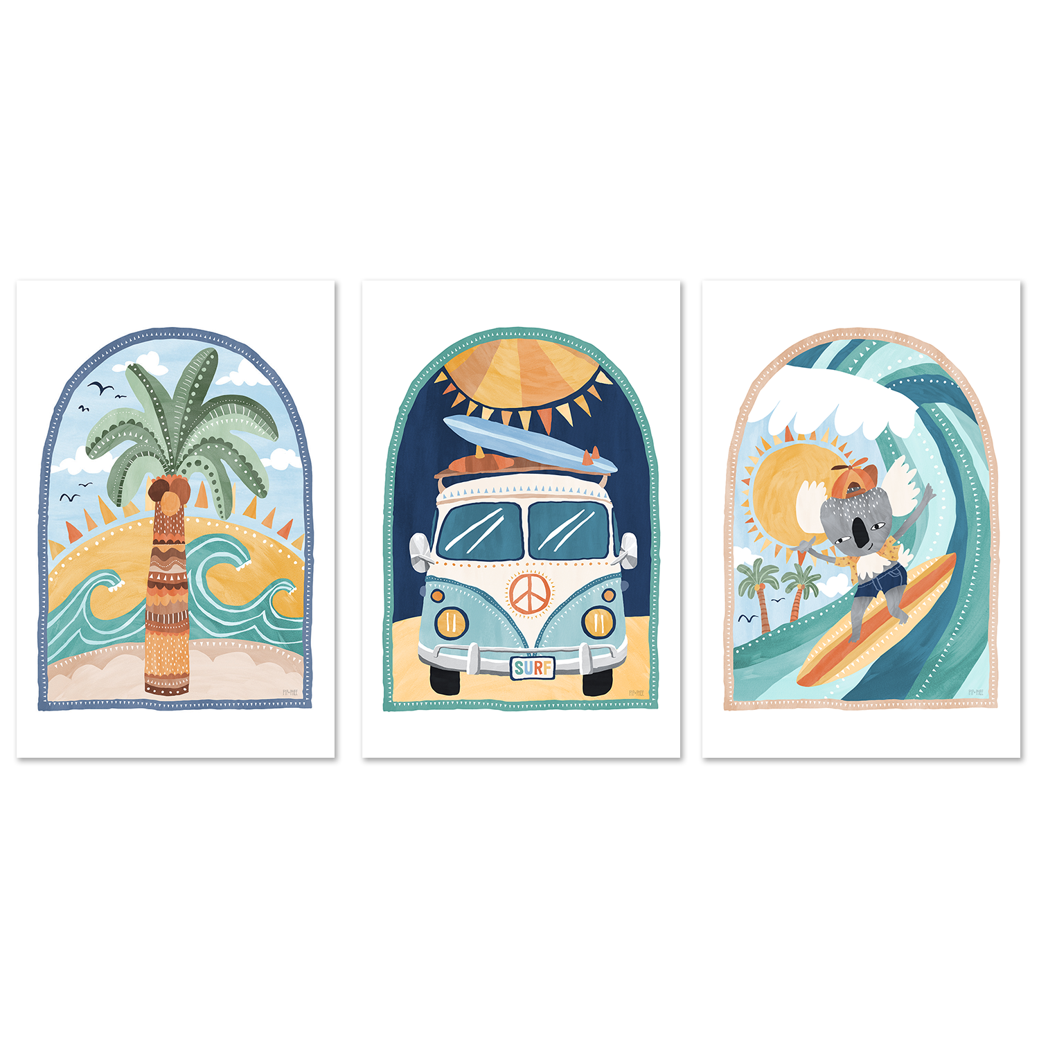 wall-art-print-canvas-poster-framed-Going Coconuts, Set of 3 , By Pip and Phee-1