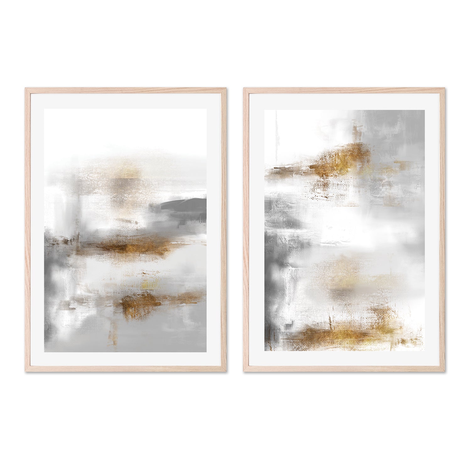 wall-art-print-canvas-poster-framed-Gold and Silver, Style A & B, Set of 2-GIOIA-WALL-ART