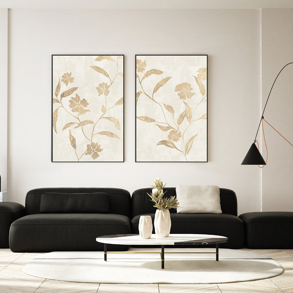 wall-art-print-canvas-poster-framed-Gold Branch, Style A & B, Set Of 2 , By Nina Blue-2