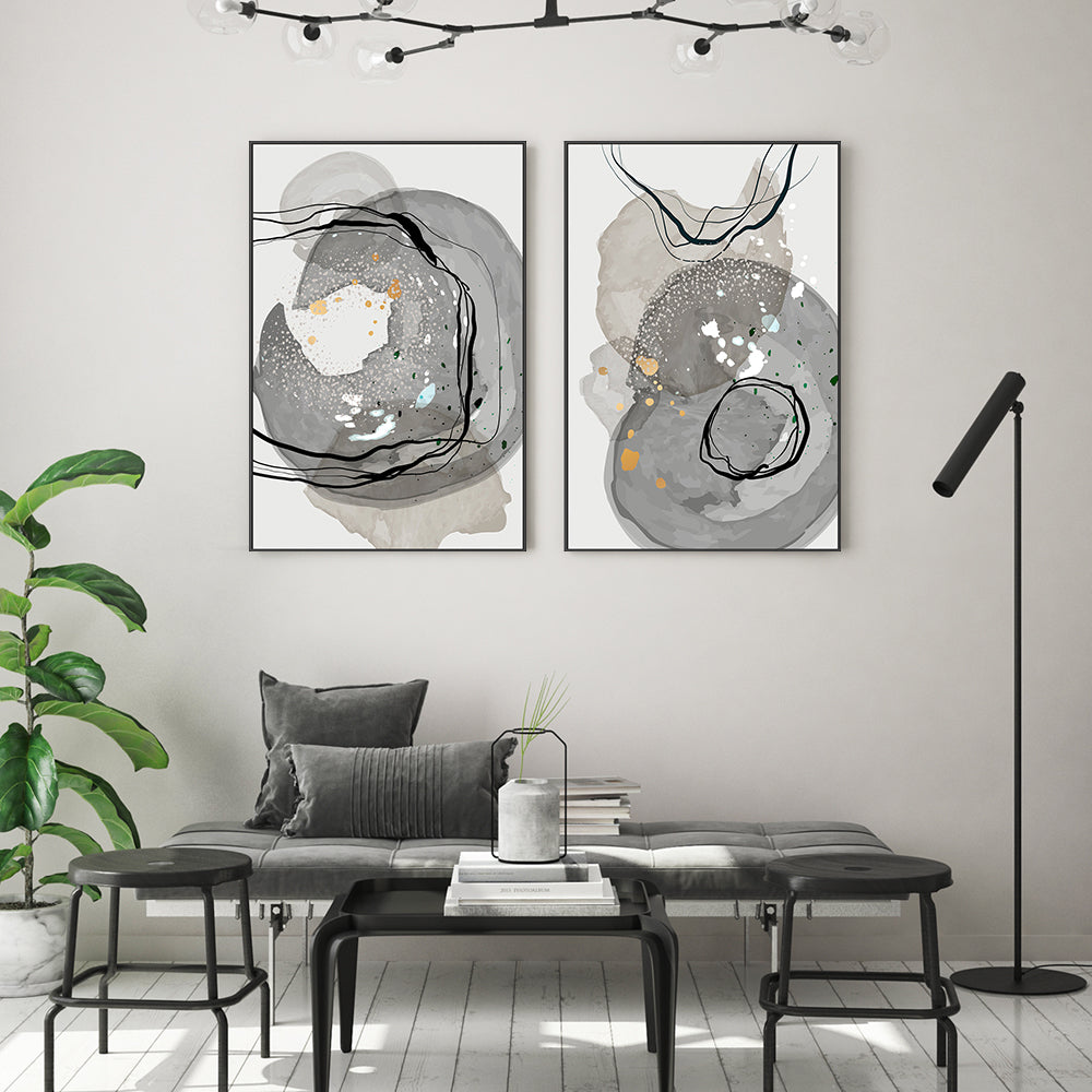 wall-art-print-canvas-poster-framed-Gold Dust, Style A & B, Set Of 2-GIOIA-WALL-ART