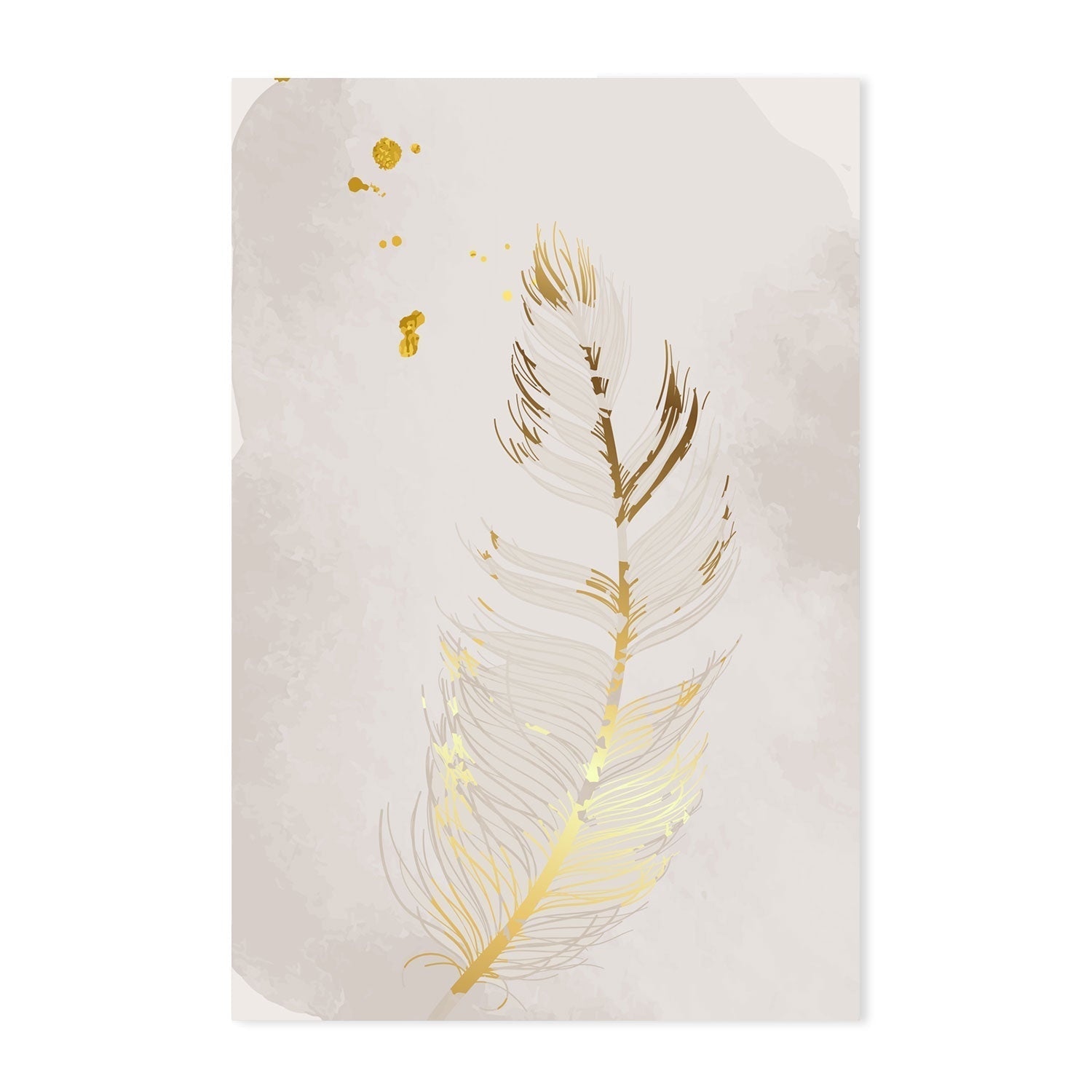 wall-art-print-canvas-poster-framed-Gold Feather, Style A, B & C, Set Of 3-GIOIA-WALL-ART