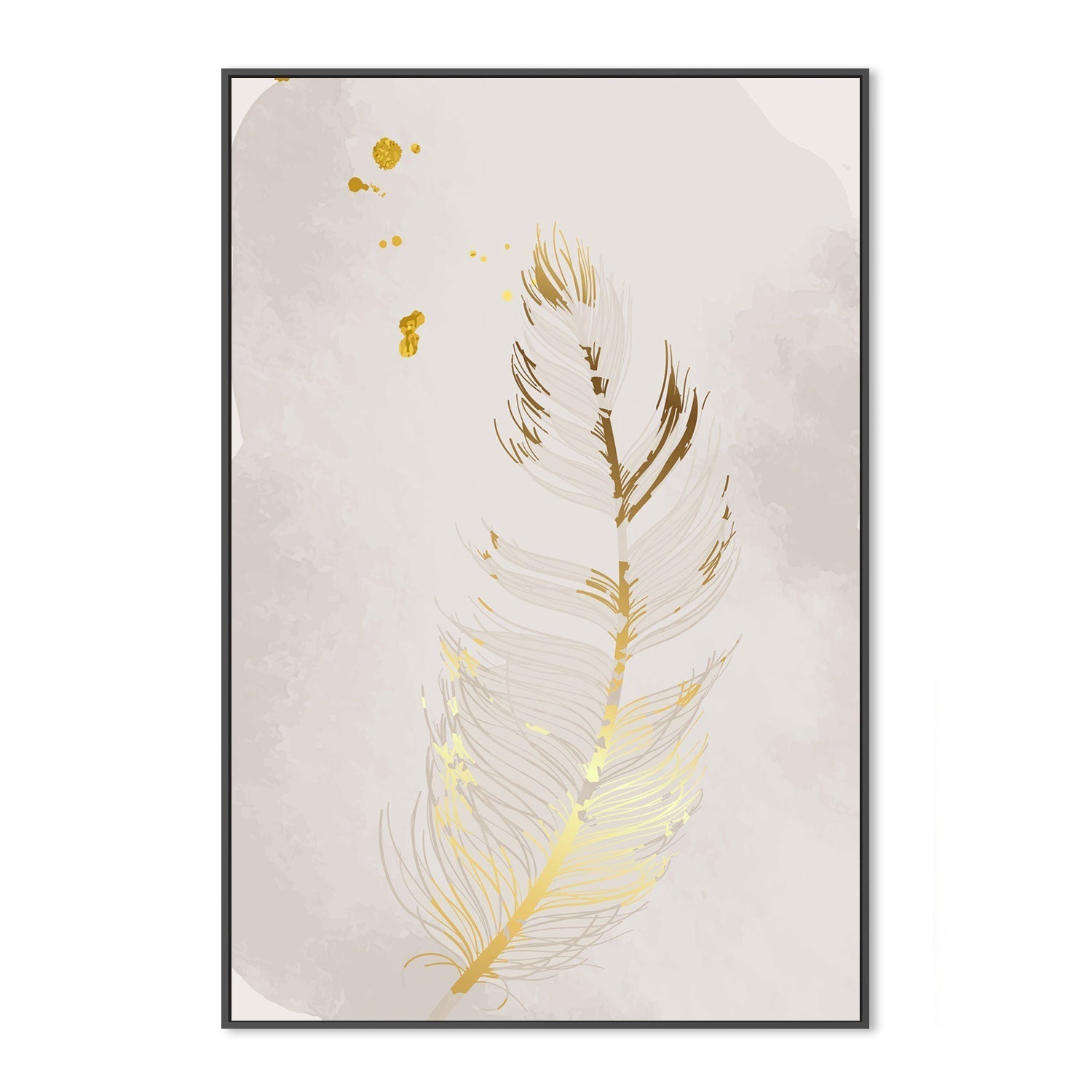 wall-art-print-canvas-poster-framed-Gold Feather, Style C-GIOIA-WALL-ART