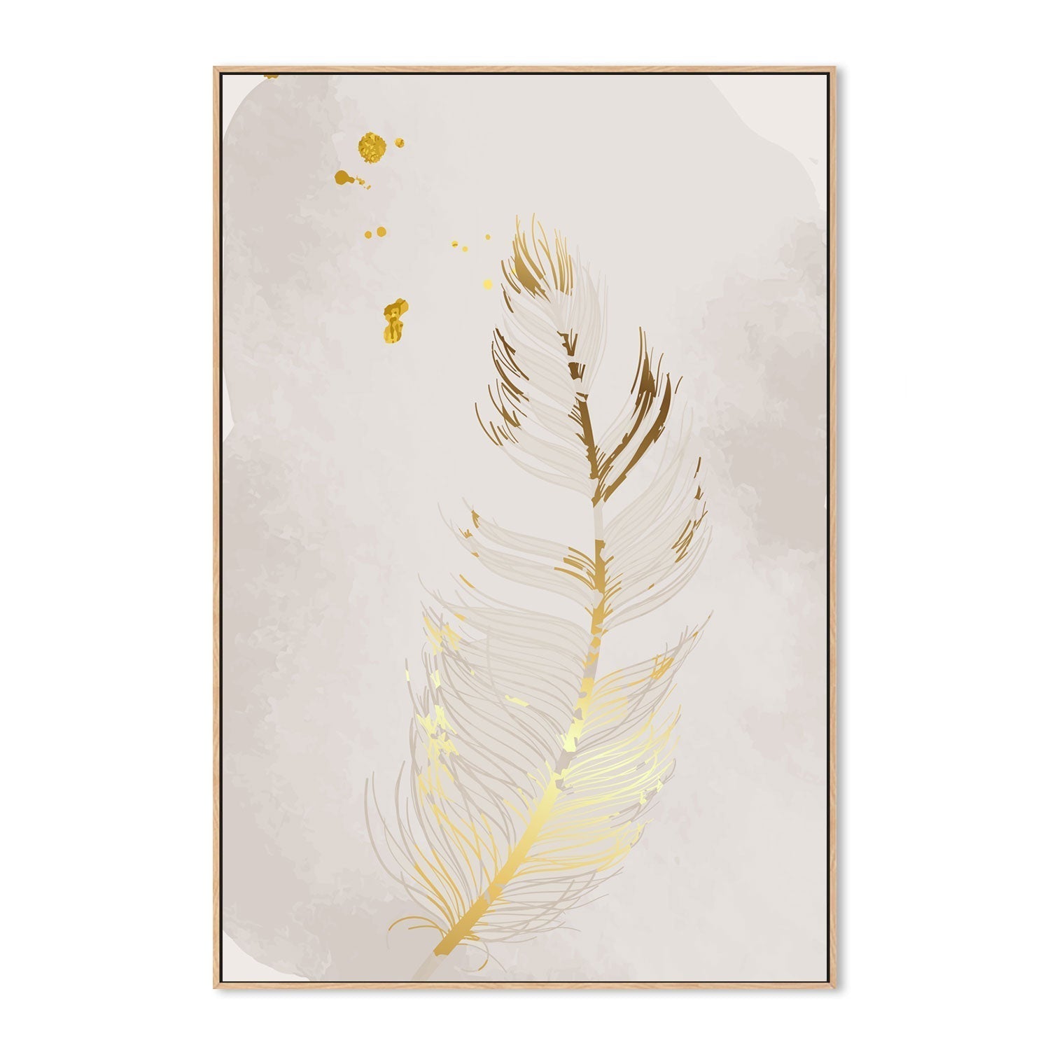 wall-art-print-canvas-poster-framed-Gold Feather, Style C-GIOIA-WALL-ART