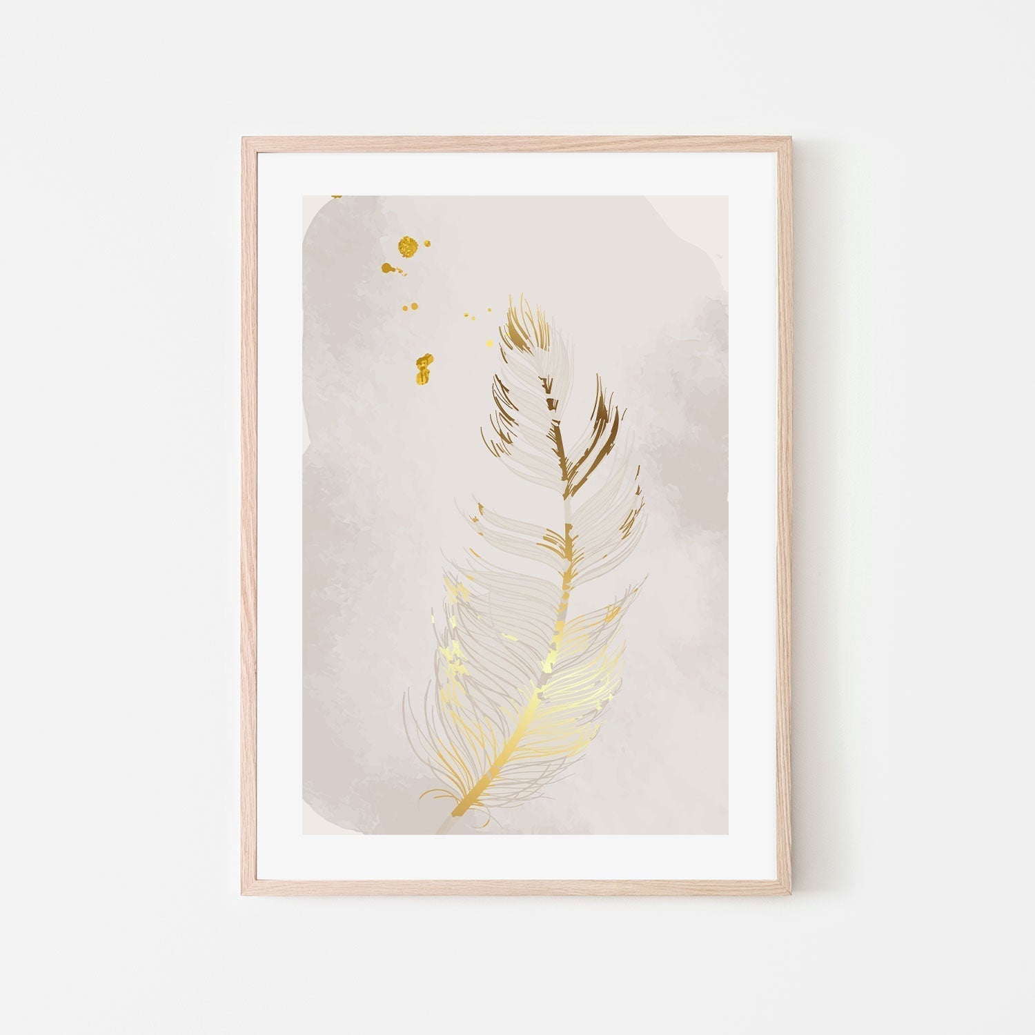 wall-art-print-canvas-poster-framed-Gold Feather, Style C-GIOIA-WALL-ART