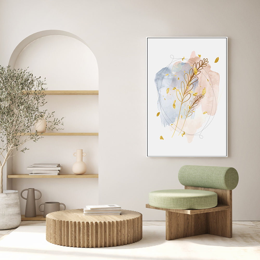 wall-art-print-canvas-poster-framed-Gold Leaf Pastel Abstract, Style A-GIOIA-WALL-ART