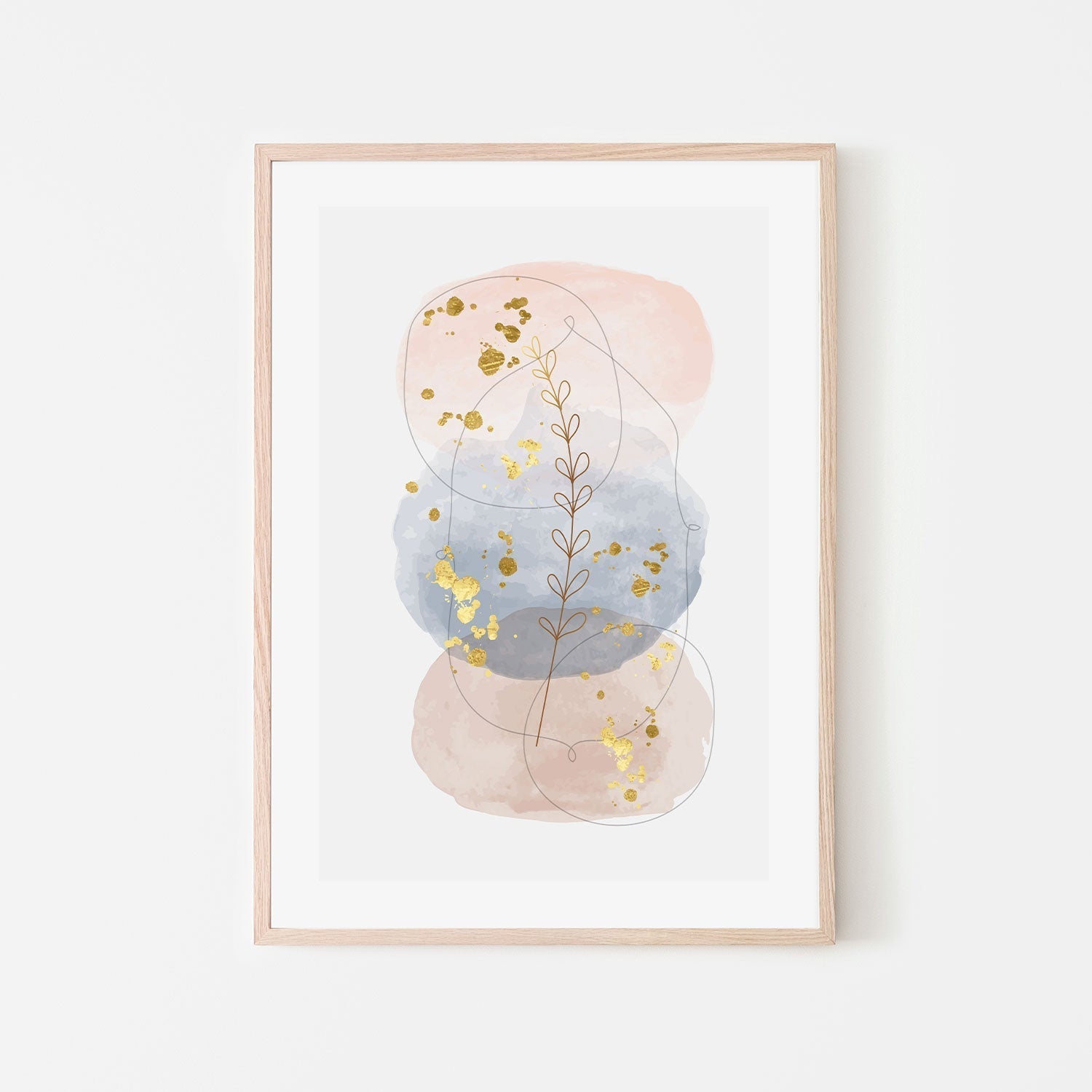 wall-art-print-canvas-poster-framed-Gold Leaf Pastel Abstract, Style C-GIOIA-WALL-ART