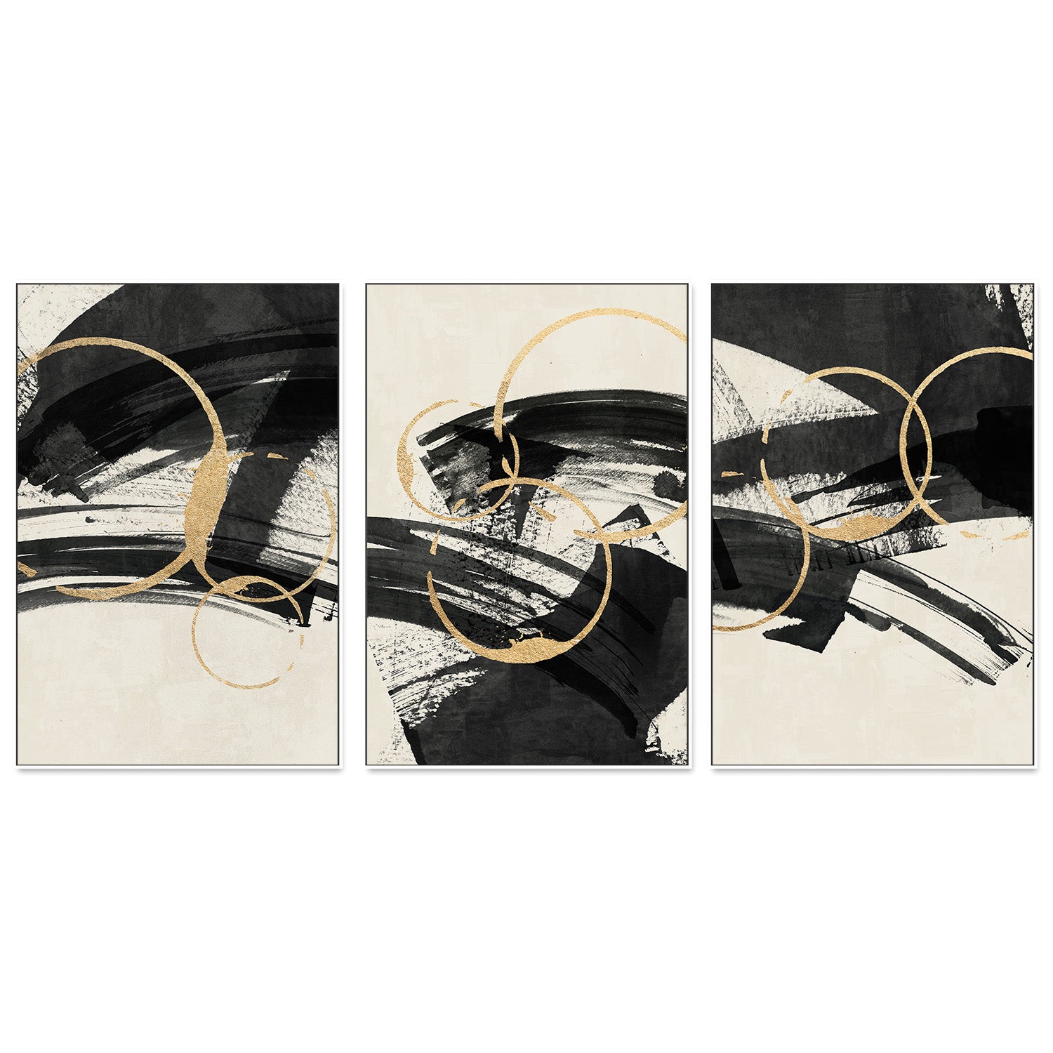 wall-art-print-canvas-poster-framed-Gold Orb, Style A, B & C, Set Of 3 , By Nina Blue-5