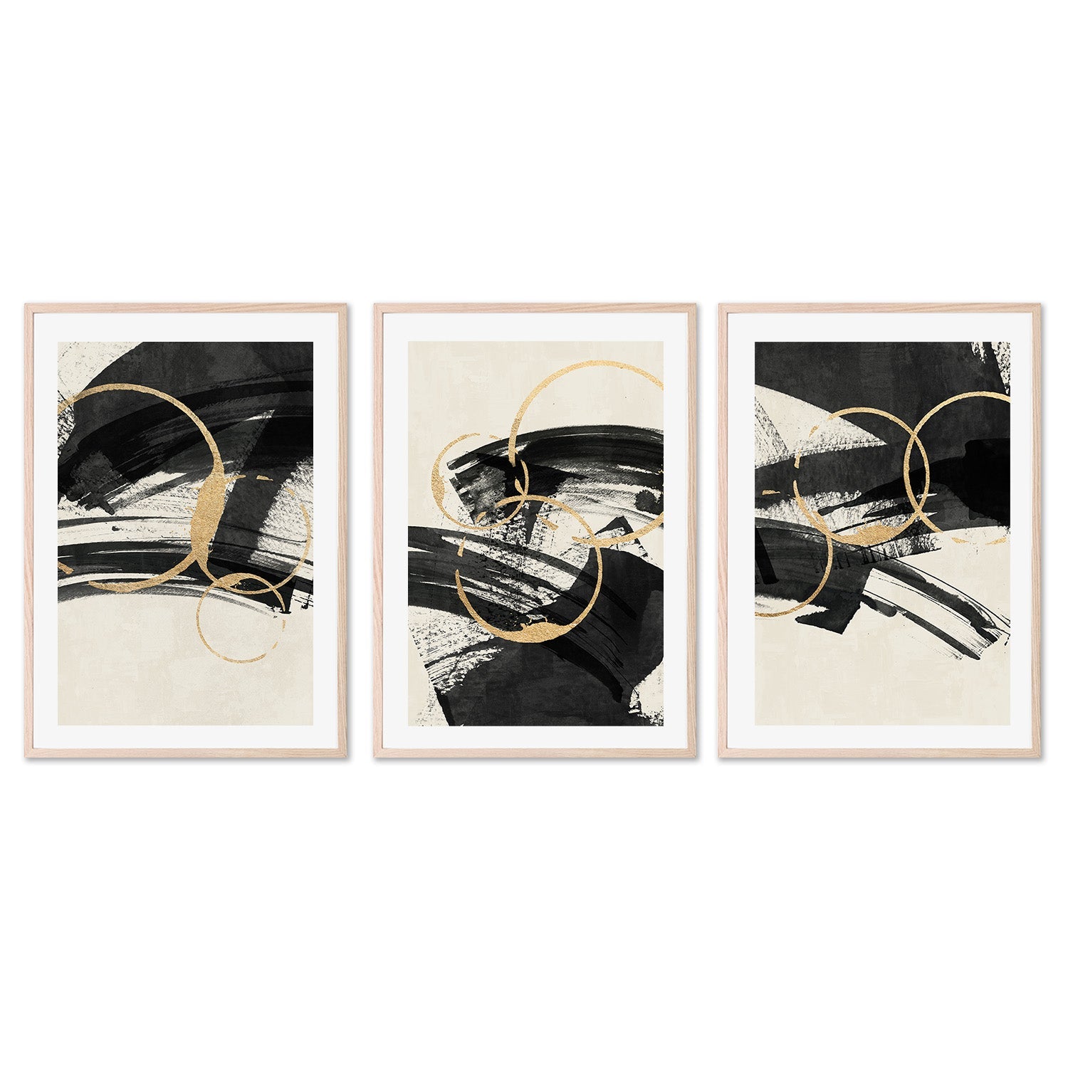 wall-art-print-canvas-poster-framed-Gold Orb, Style A, B & C, Set Of 3 , By Nina Blue-6