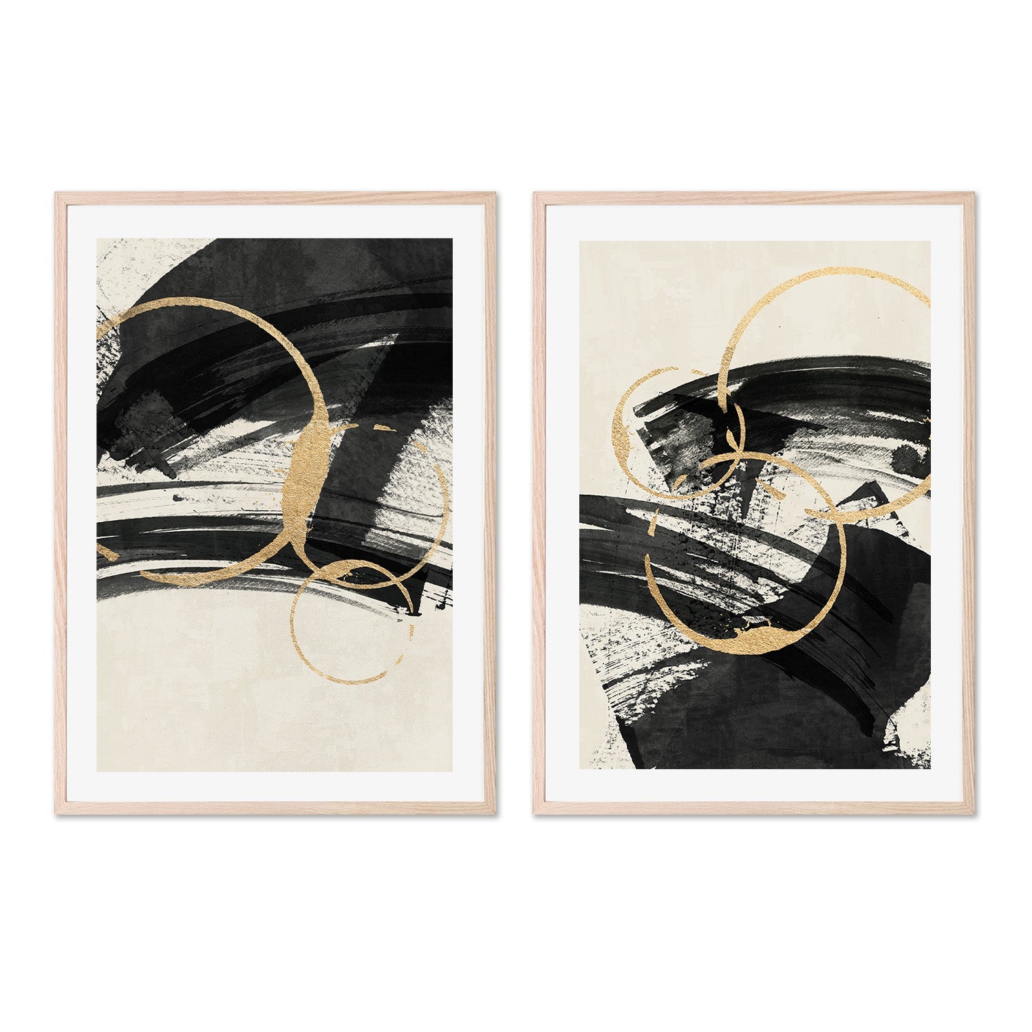 wall-art-print-canvas-poster-framed-Gold Orb, Style A & B, Set Of 2 , By Nina Blue-6