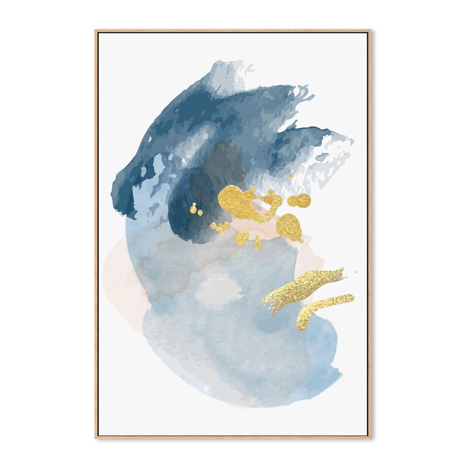 wall-art-print-canvas-poster-framed-Gold Shades Of Blue, Style A-GIOIA-WALL-ART