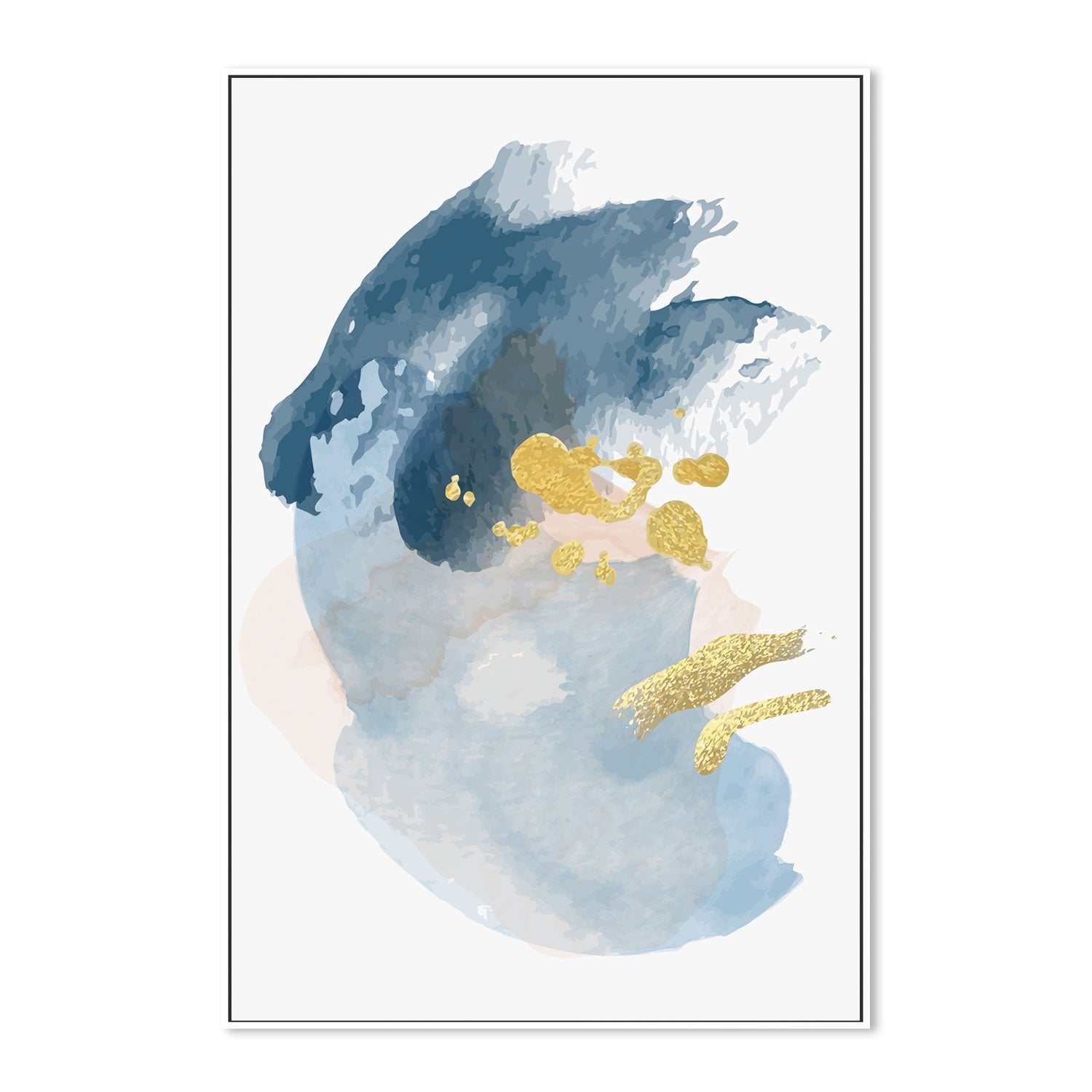 wall-art-print-canvas-poster-framed-Gold Shades Of Blue, Style A-GIOIA-WALL-ART