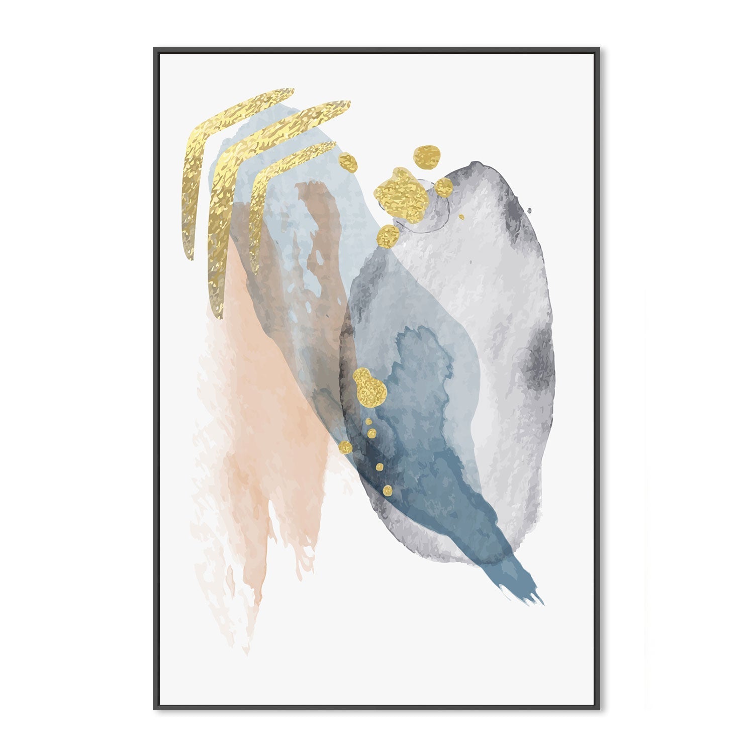 wall-art-print-canvas-poster-framed-Gold Shades Of Blue, Style C-GIOIA-WALL-ART