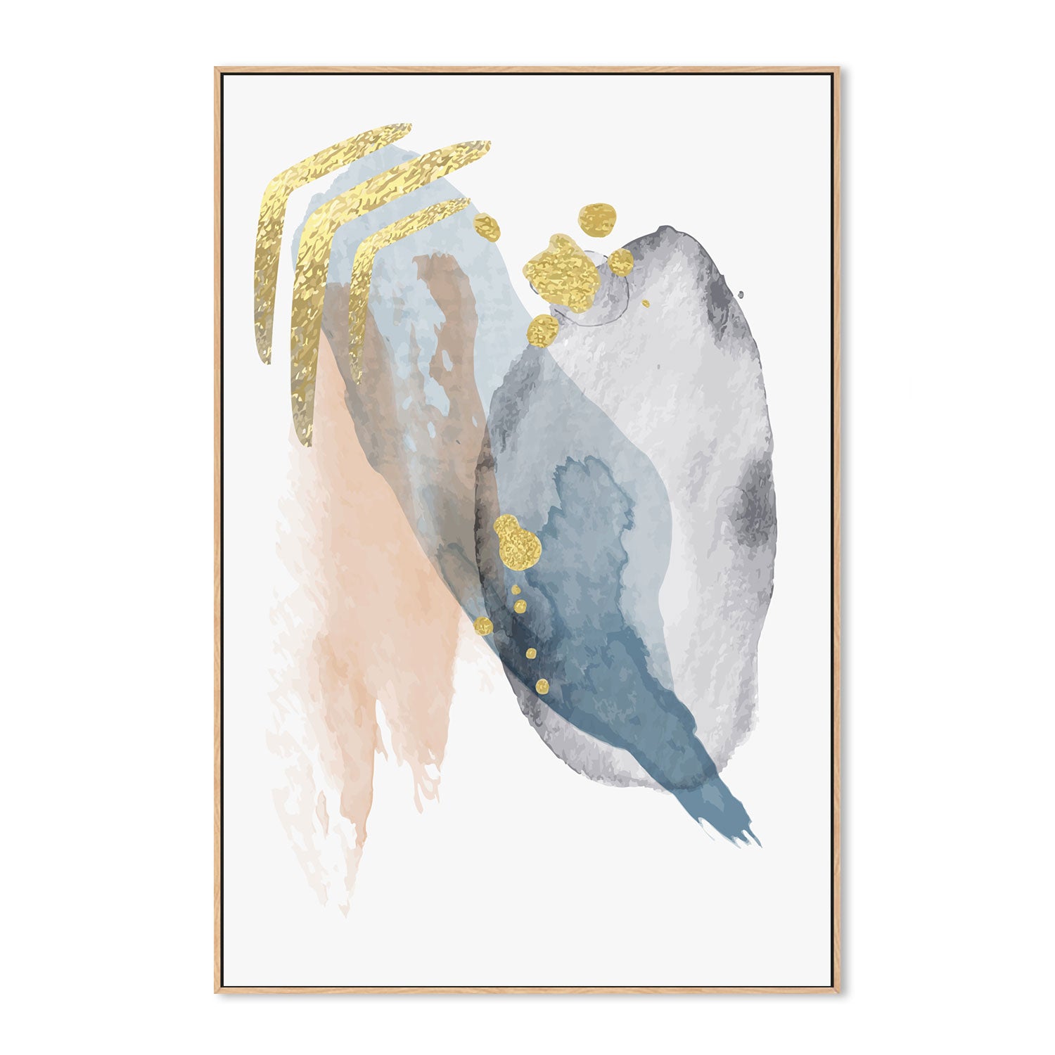 wall-art-print-canvas-poster-framed-Gold Shades Of Blue, Style C-GIOIA-WALL-ART