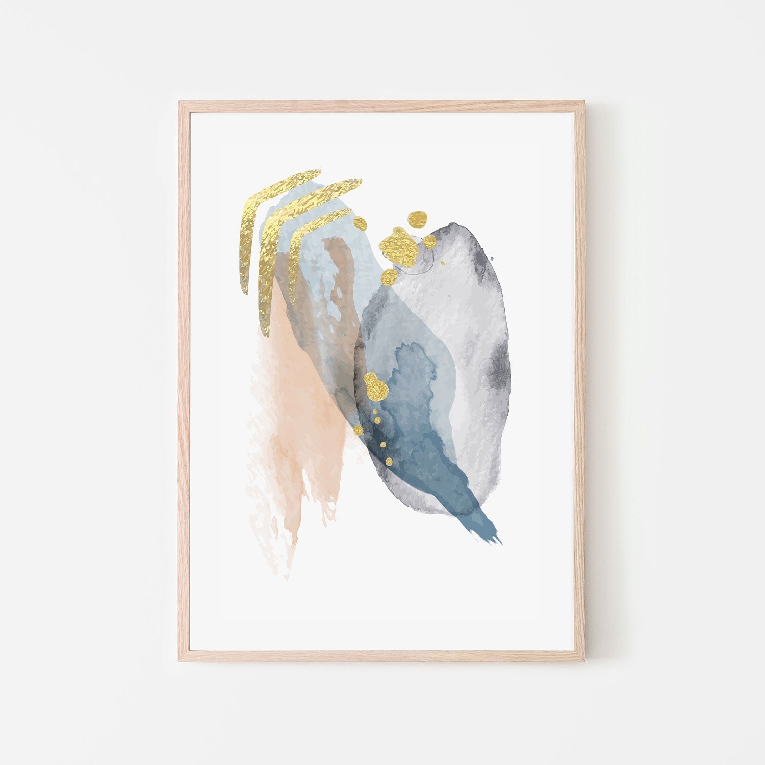 wall-art-print-canvas-poster-framed-Gold Shades Of Blue, Style C-GIOIA-WALL-ART