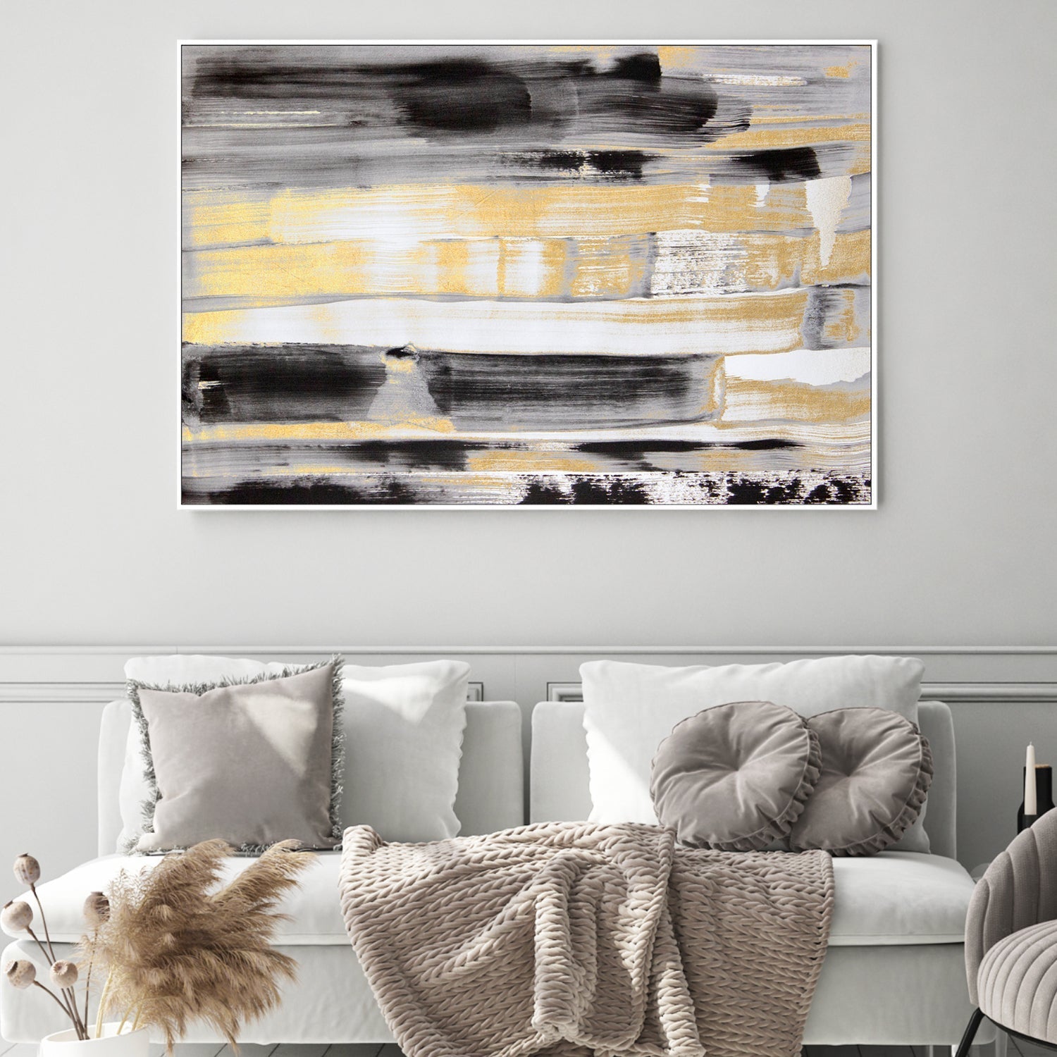 wall-art-print-canvas-poster-framed-Gold Strokes , By Hope Bainbridge-2