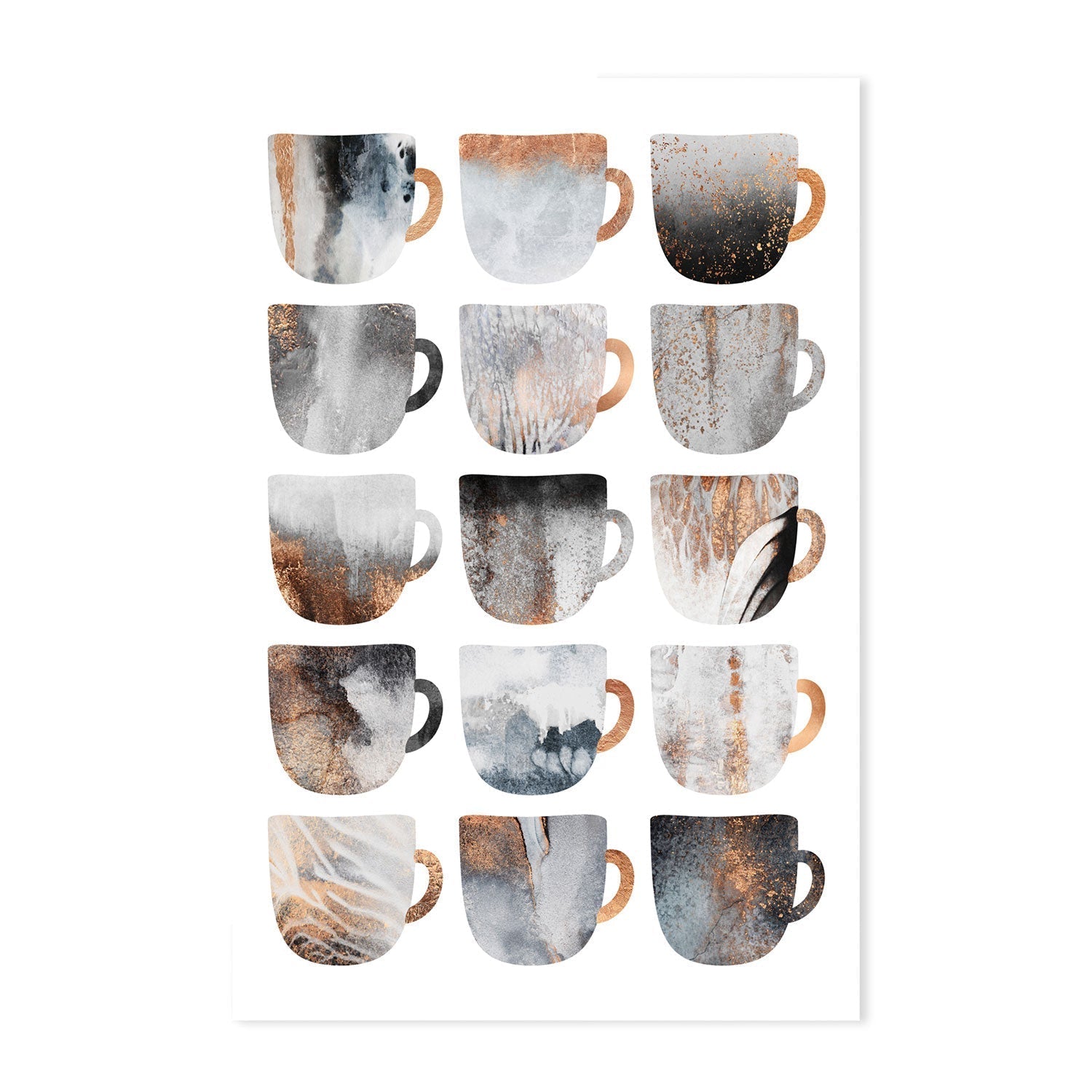 wall-art-print-canvas-poster-framed-Gold Textured Coffee Cups, Style B-GIOIA-WALL-ART