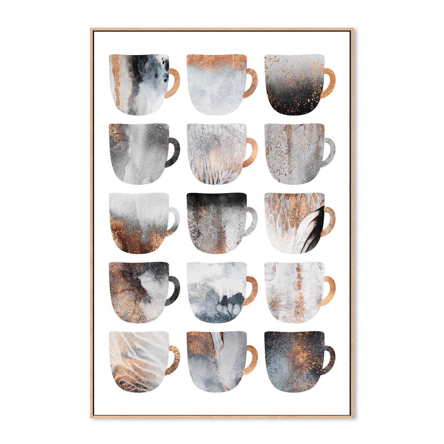 wall-art-print-canvas-poster-framed-Gold Textured Coffee Cups, Style B-GIOIA-WALL-ART