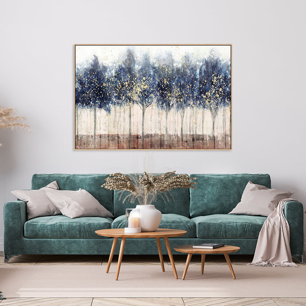 wall-art-print-canvas-poster-framed-Golden Blue Trees, Style A , By Nina Blue-2