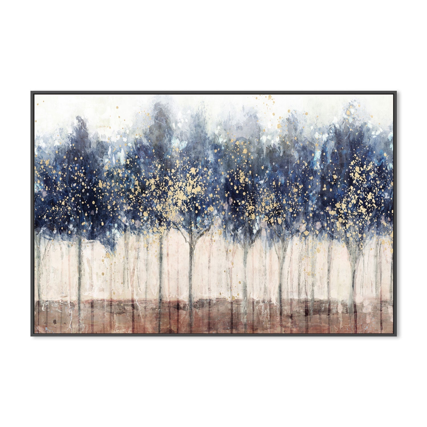 wall-art-print-canvas-poster-framed-Golden Blue Trees, Style A , By Nina Blue-3