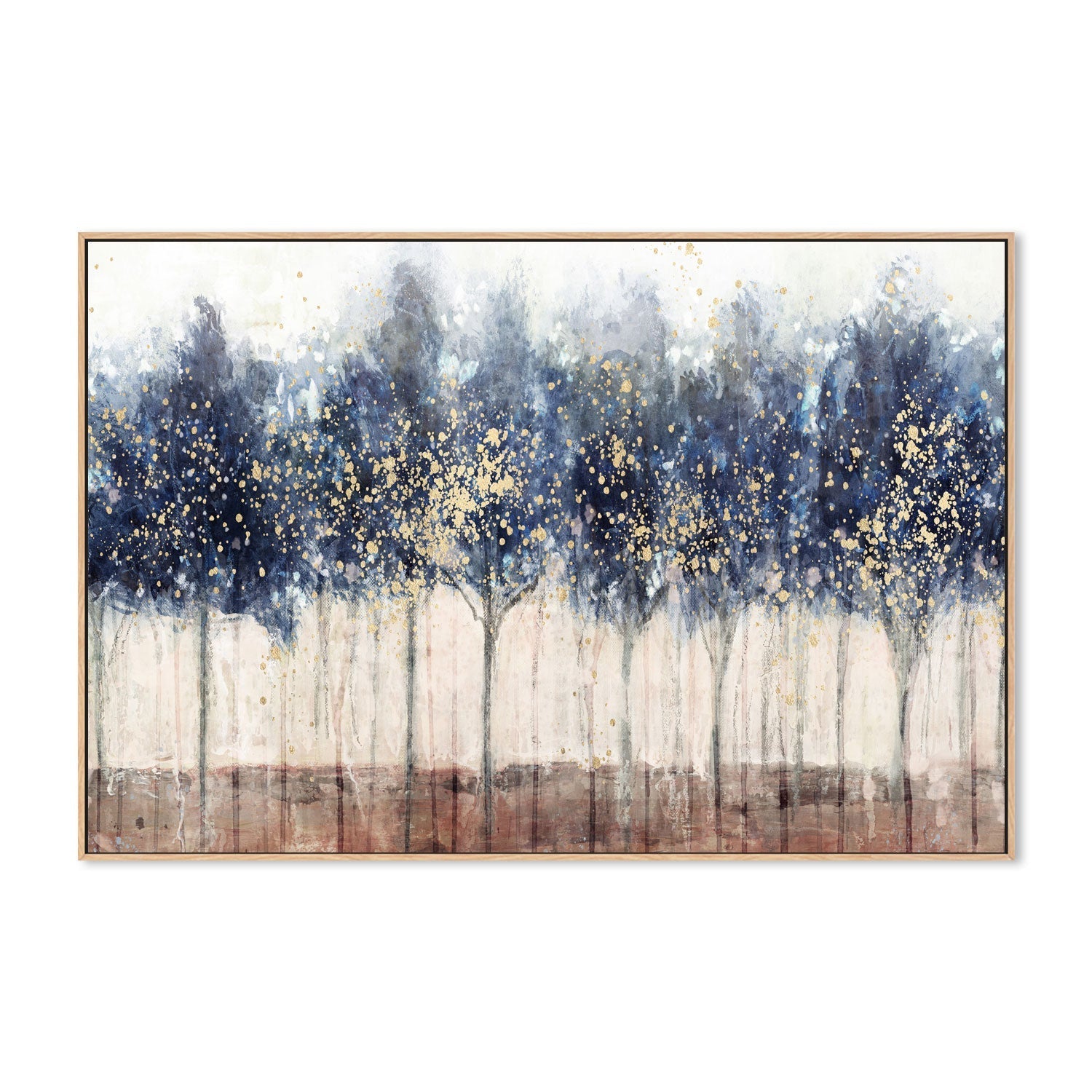 wall-art-print-canvas-poster-framed-Golden Blue Trees, Style A , By Nina Blue-4