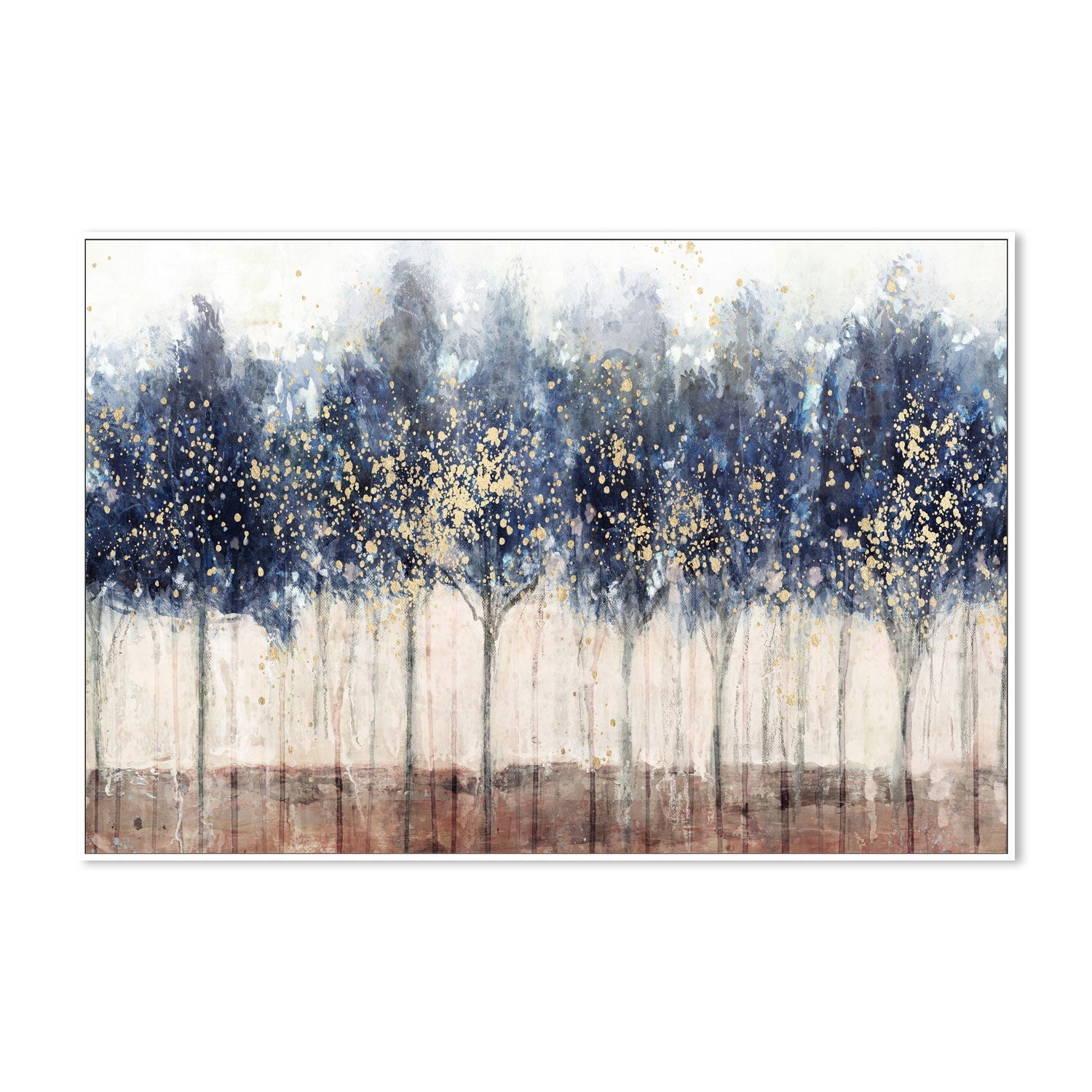 wall-art-print-canvas-poster-framed-Golden Blue Trees, Style A , By Nina Blue-5