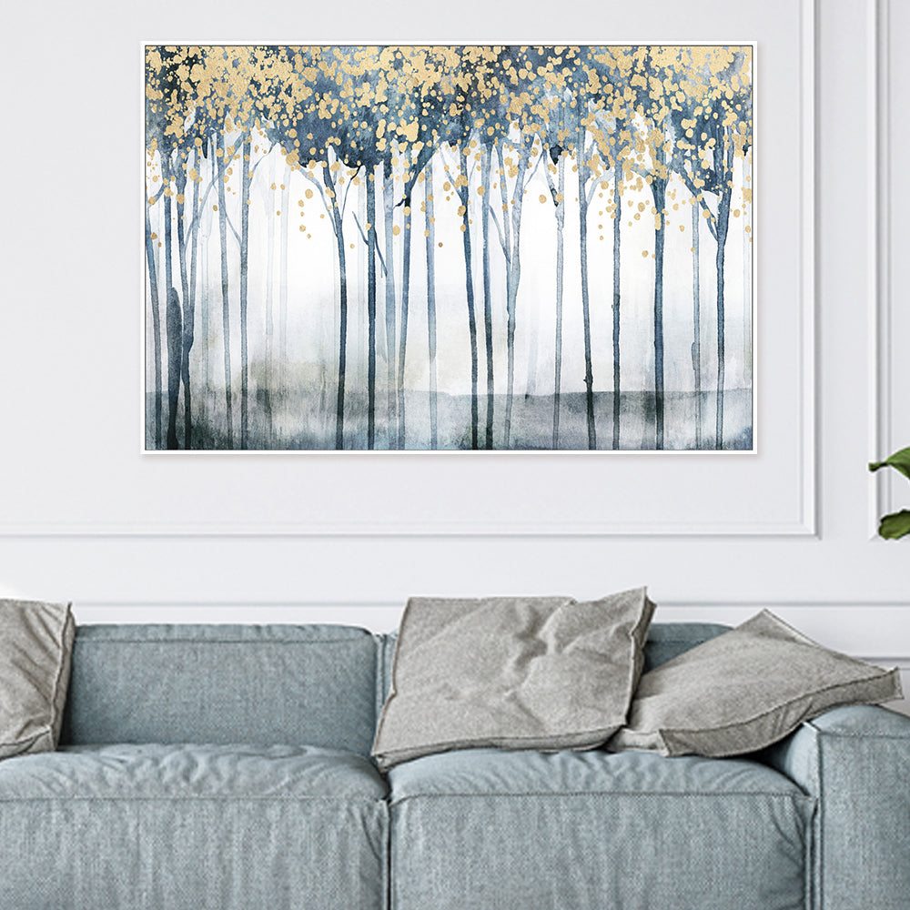 wall-art-print-canvas-poster-framed-Golden Blue Trees, Style B , By Nina Blue-2