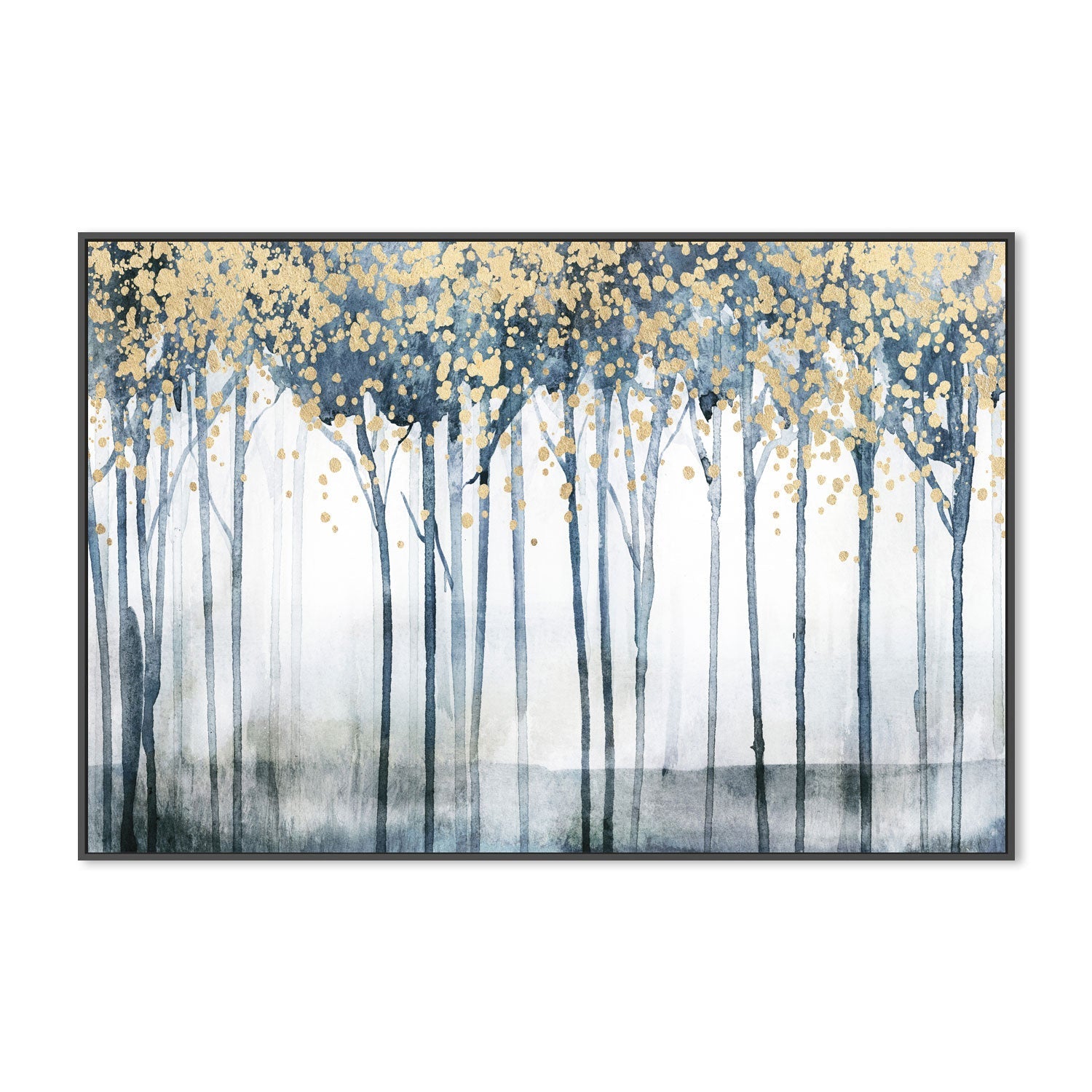 wall-art-print-canvas-poster-framed-Golden Blue Trees, Style B , By Nina Blue-3