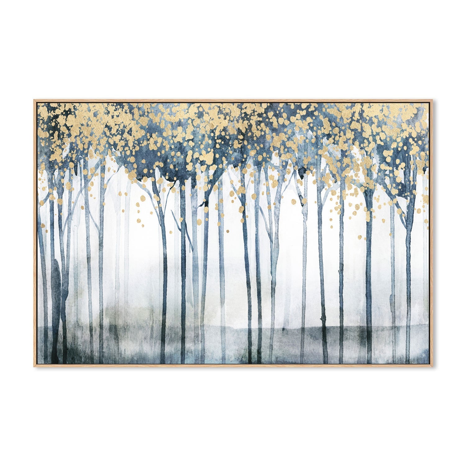 wall-art-print-canvas-poster-framed-Golden Blue Trees, Style B , By Nina Blue-4