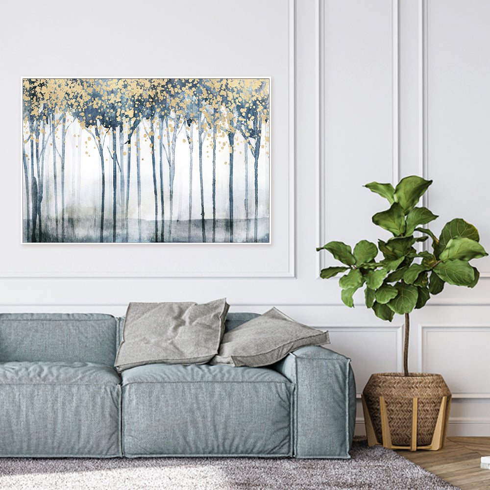 wall-art-print-canvas-poster-framed-Golden Blue Trees, Style B , By Nina Blue-7