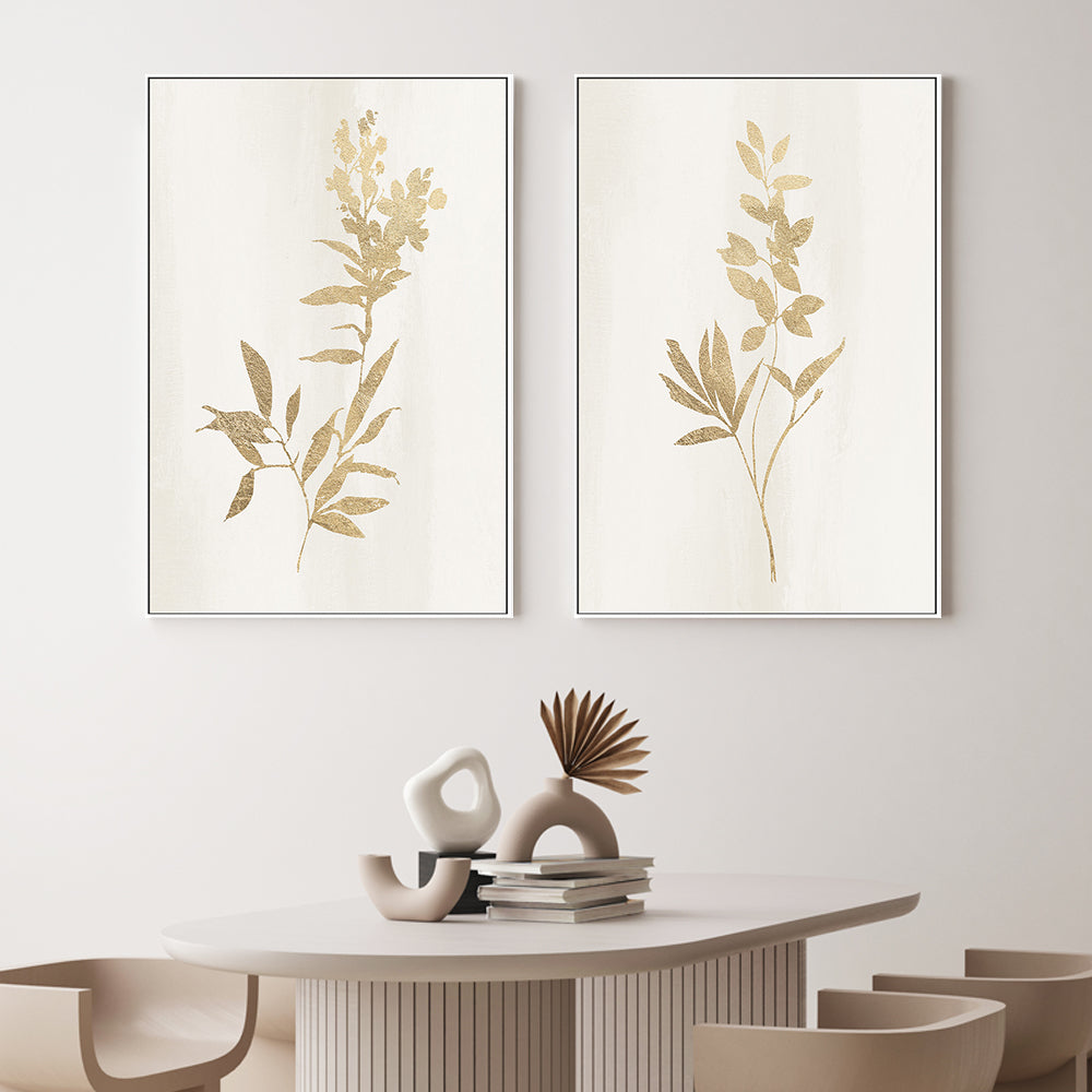 wall-art-print-canvas-poster-framed-Golden Botanical, Style A & B, Set of 2 , By Nina Blue-2