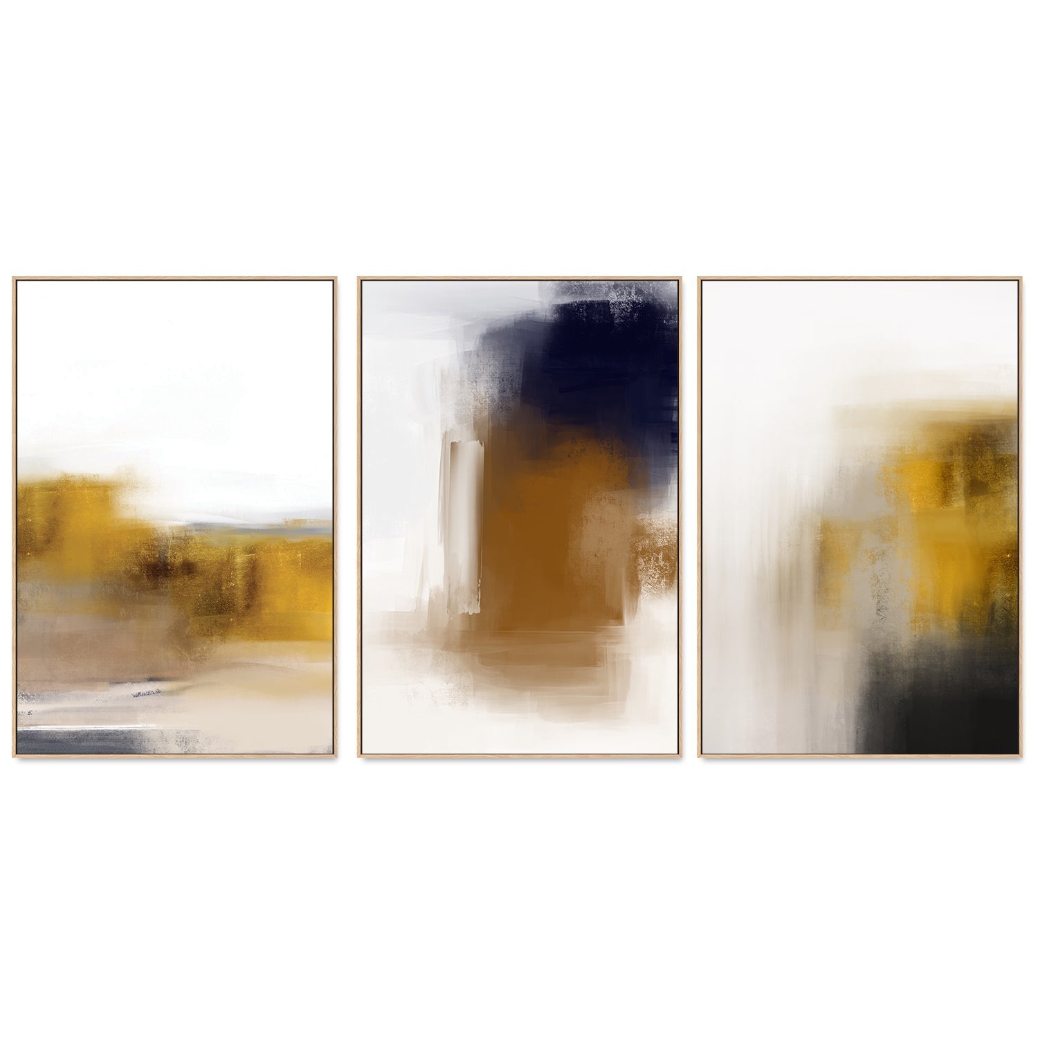 wall-art-print-canvas-poster-framed-Golden Colour Blend, Set Of 3-GIOIA-WALL-ART