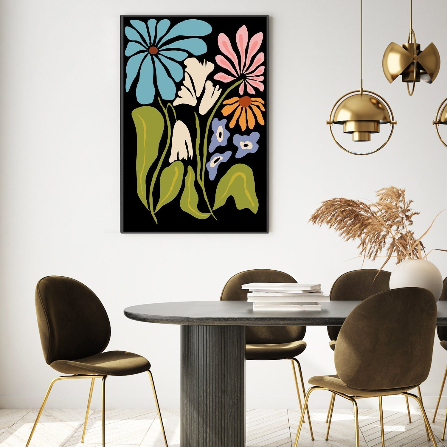 wall-art-print-canvas-poster-framed-Golden Garden Charm , By Miho Art Studio-2