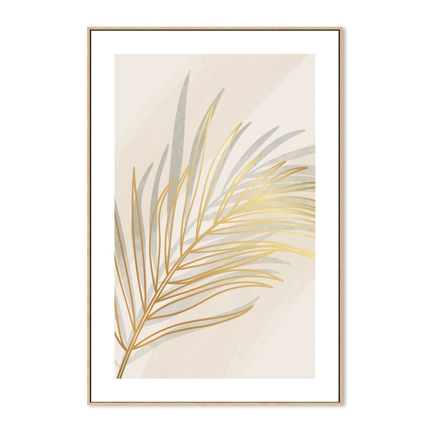 wall-art-print-canvas-poster-framed-Golden Palm Leaf, Style A-GIOIA-WALL-ART