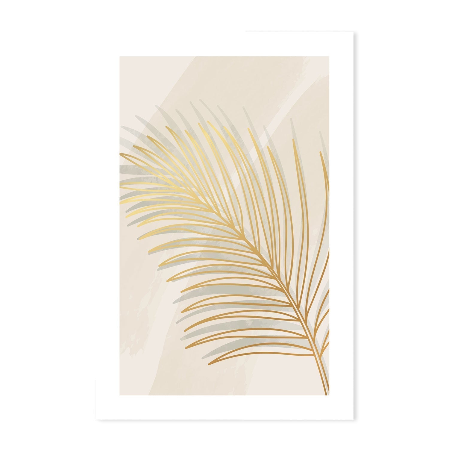 wall-art-print-canvas-poster-framed-Golden Palm Leaf, Style A, B & C, Set Of 3-GIOIA-WALL-ART