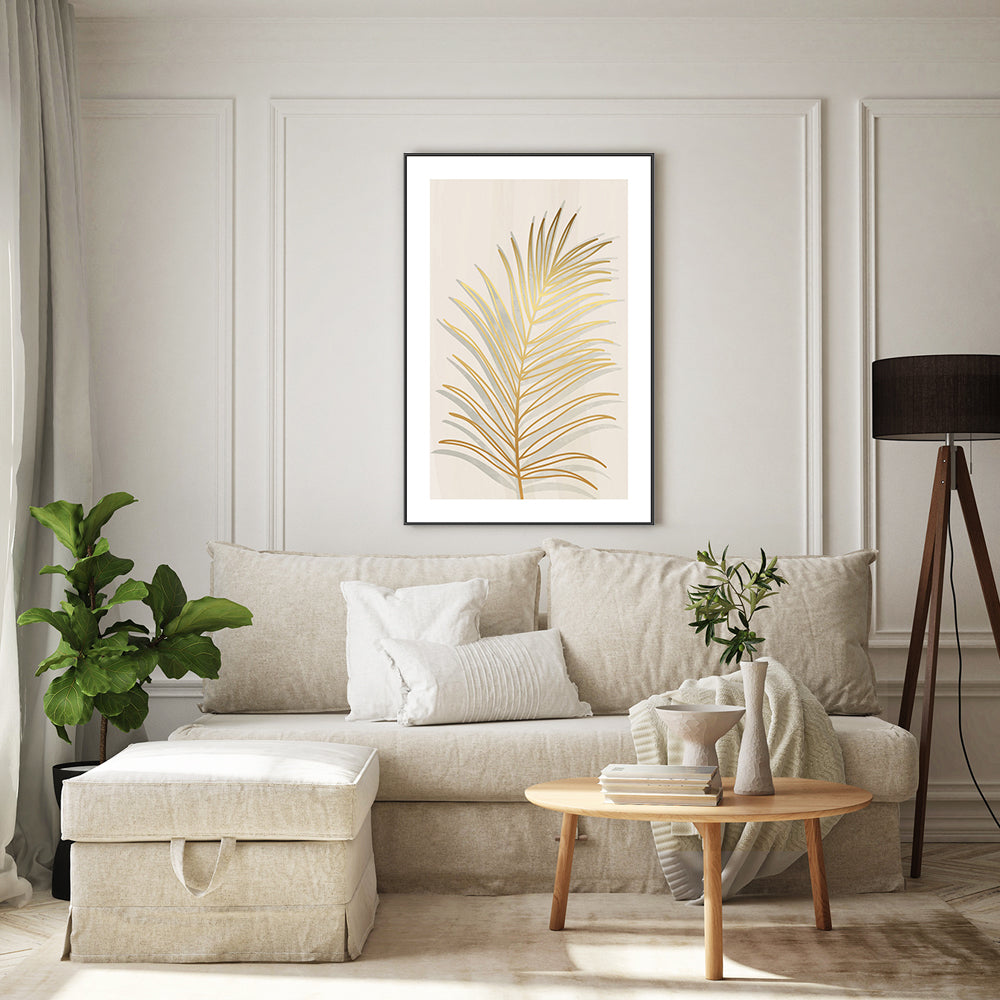 wall-art-print-canvas-poster-framed-Golden Palm Leaf, Style B-GIOIA-WALL-ART