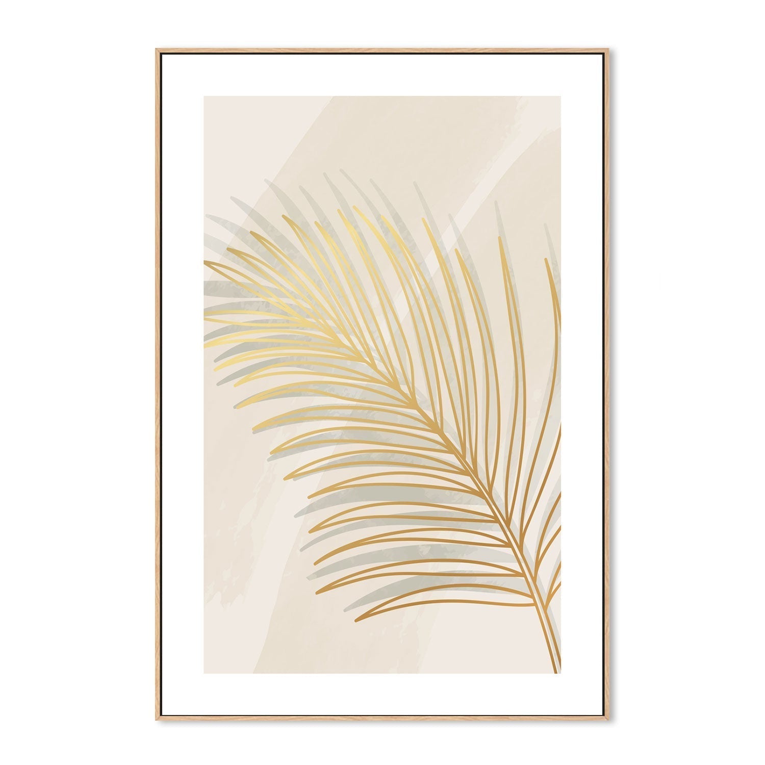 wall-art-print-canvas-poster-framed-Golden Palm Leaf, Style B-GIOIA-WALL-ART