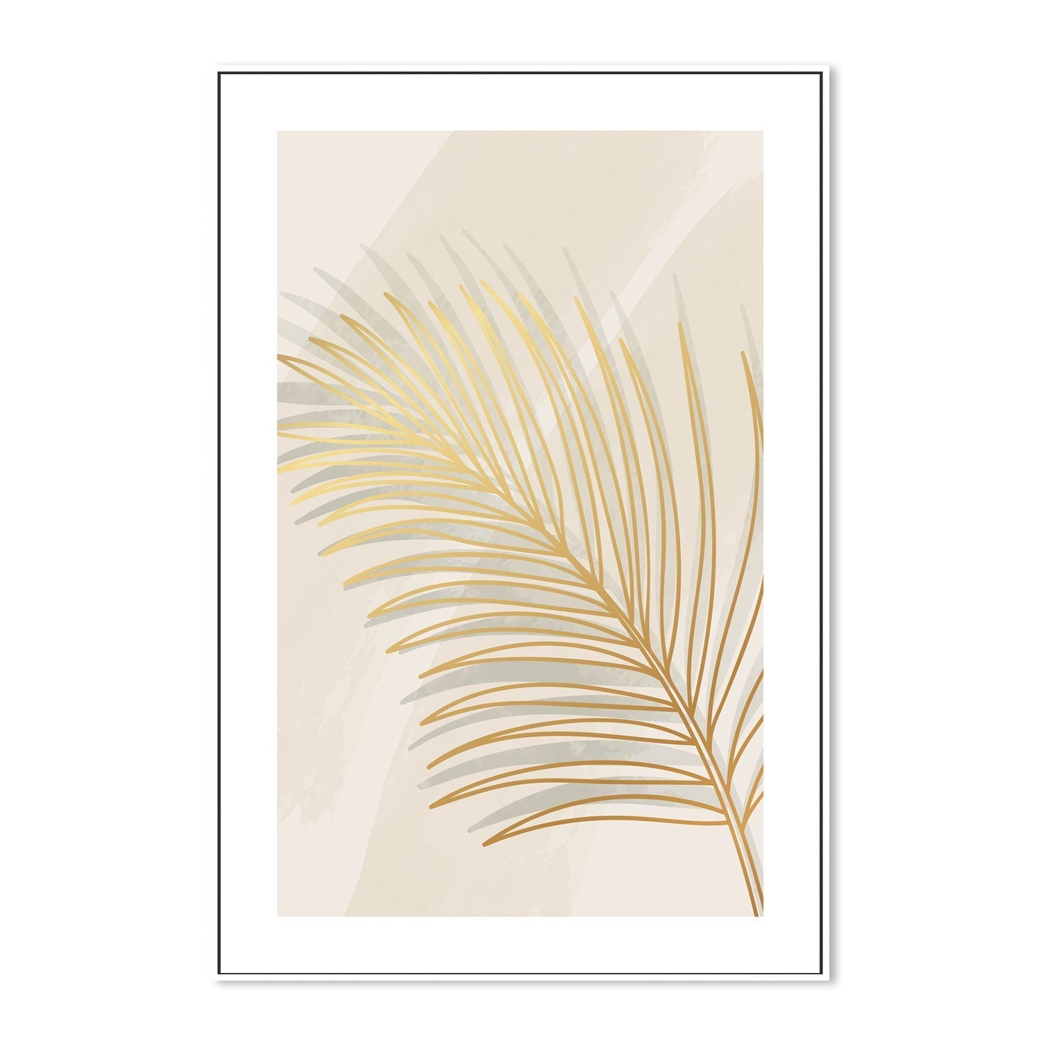 wall-art-print-canvas-poster-framed-Golden Palm Leaf, Style B-GIOIA-WALL-ART