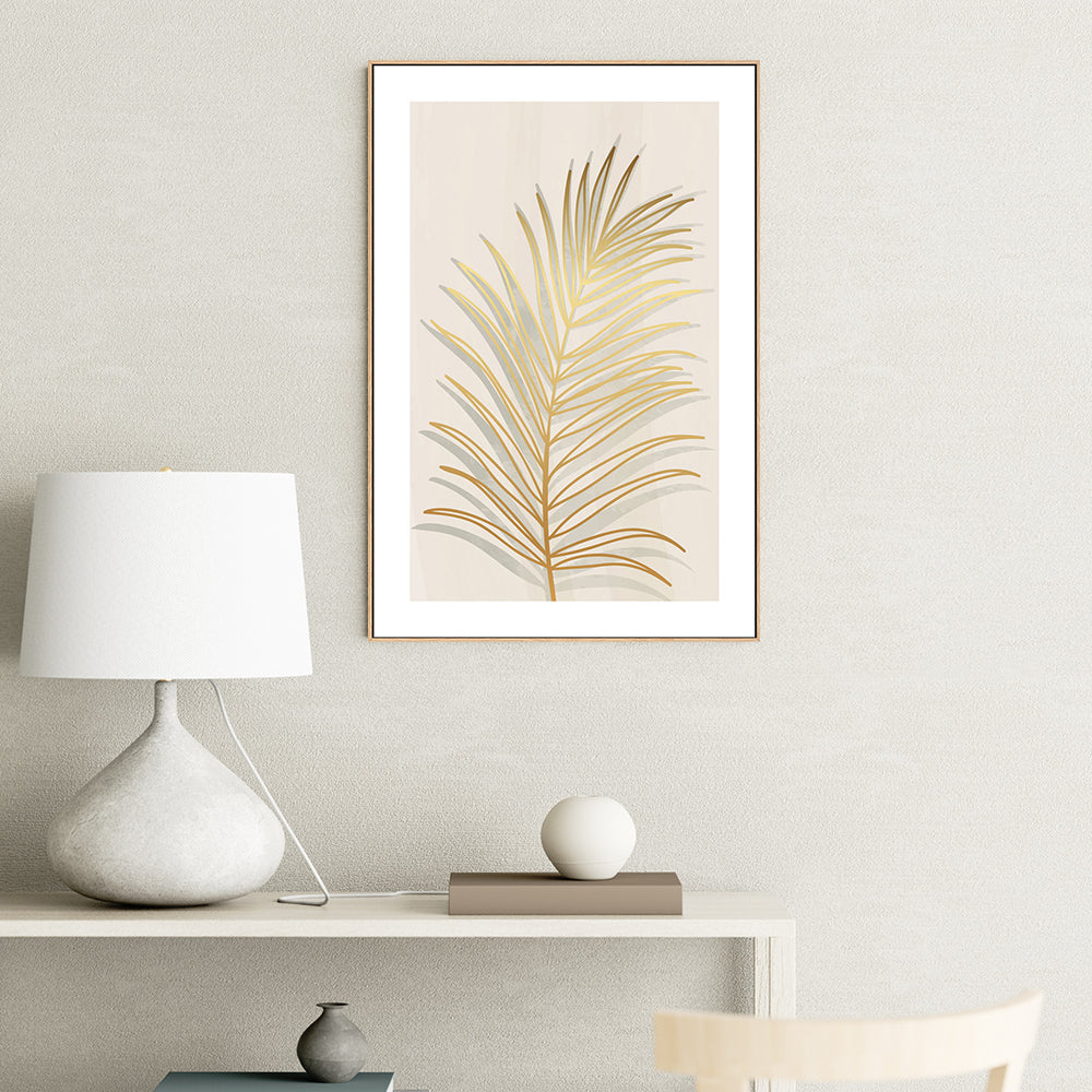 wall-art-print-canvas-poster-framed-Golden Palm Leaf, Style B-GIOIA-WALL-ART